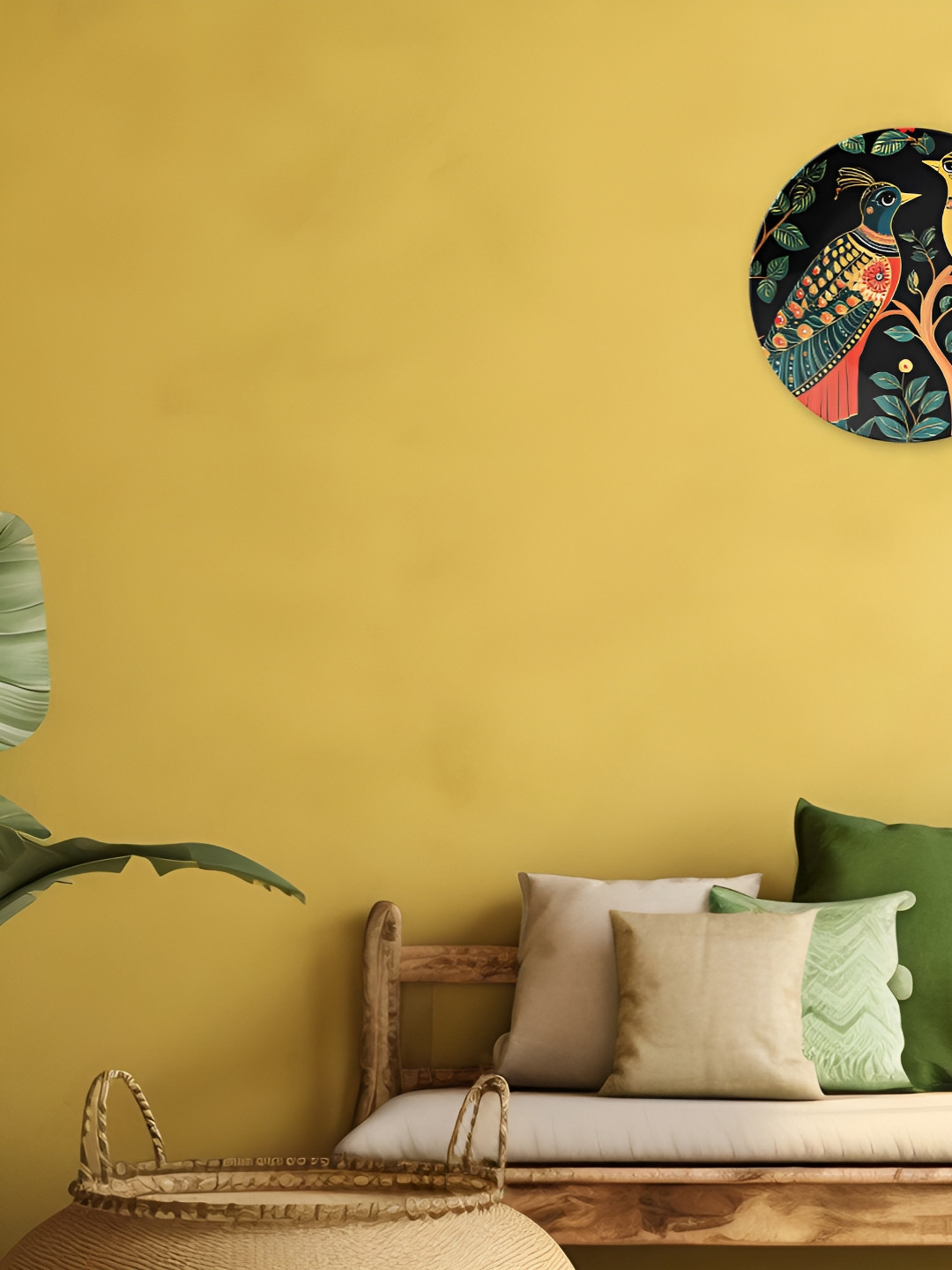 THE QUIRKY HOME Folk Art Bird Crafted Ceramics Glossy Hanging Hall Wall Plates-8In