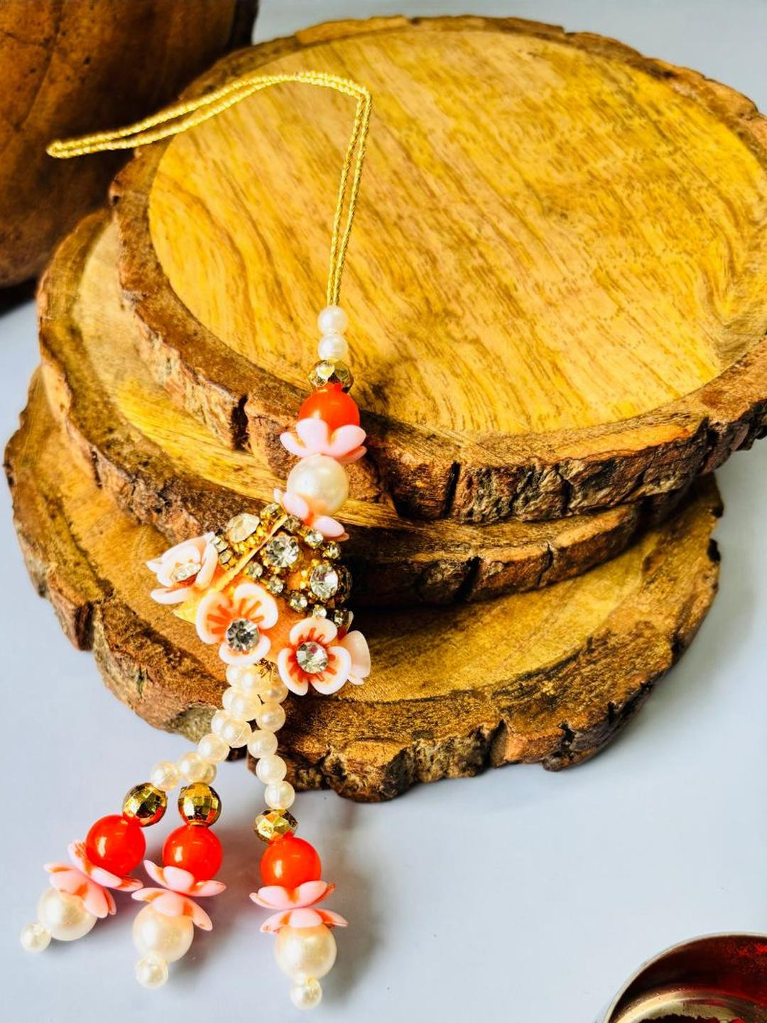 Orange Tassel Lumba Rakhi Traditional Handmade Lumba Rakhi for Sister