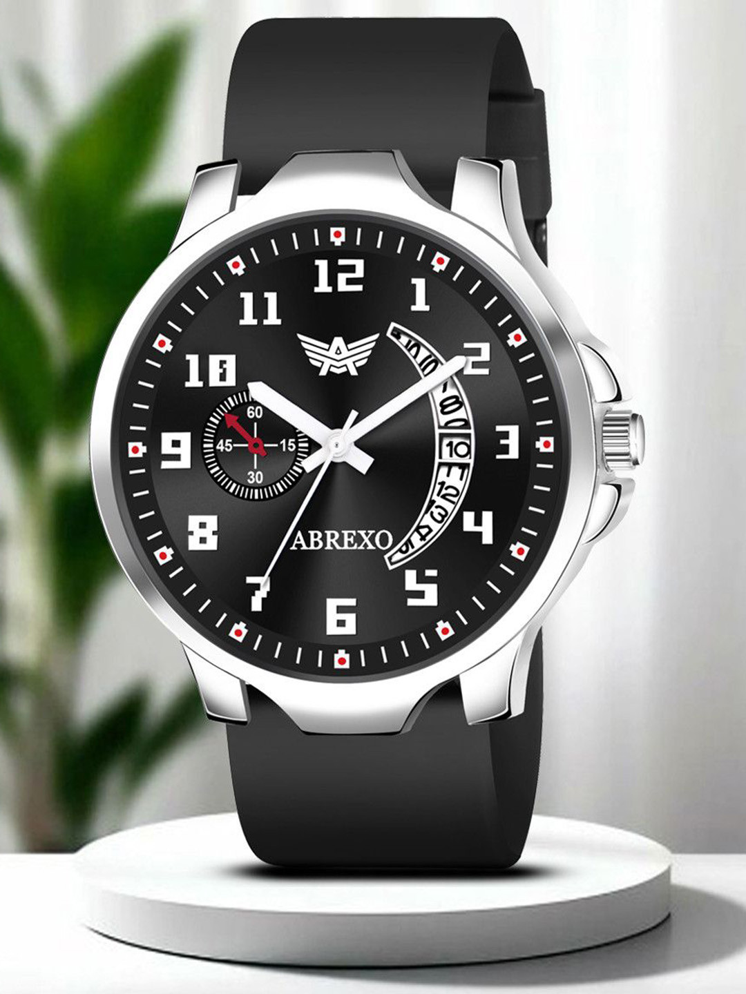Abrexo Men Printed Dial & Straps Analogue Watches Abx2815-Black Silicon Date Working Watch