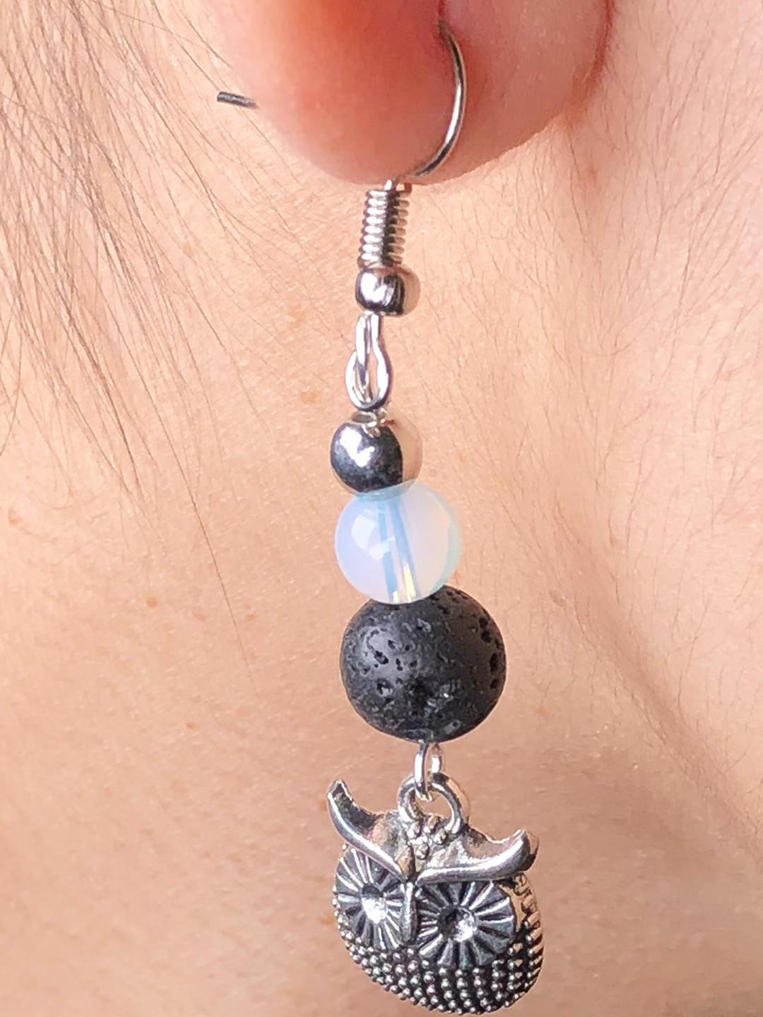 Natural Gemstone Opalite Lava Earrings For Women Nickel-free Qual