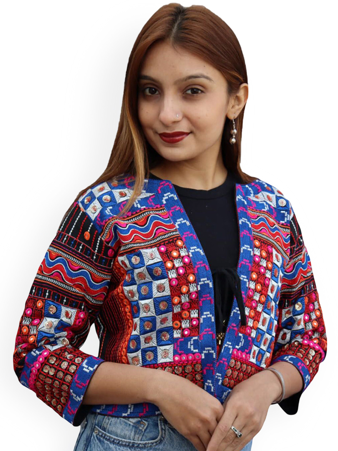 Prijam Embroiderd Ethnic Shrug