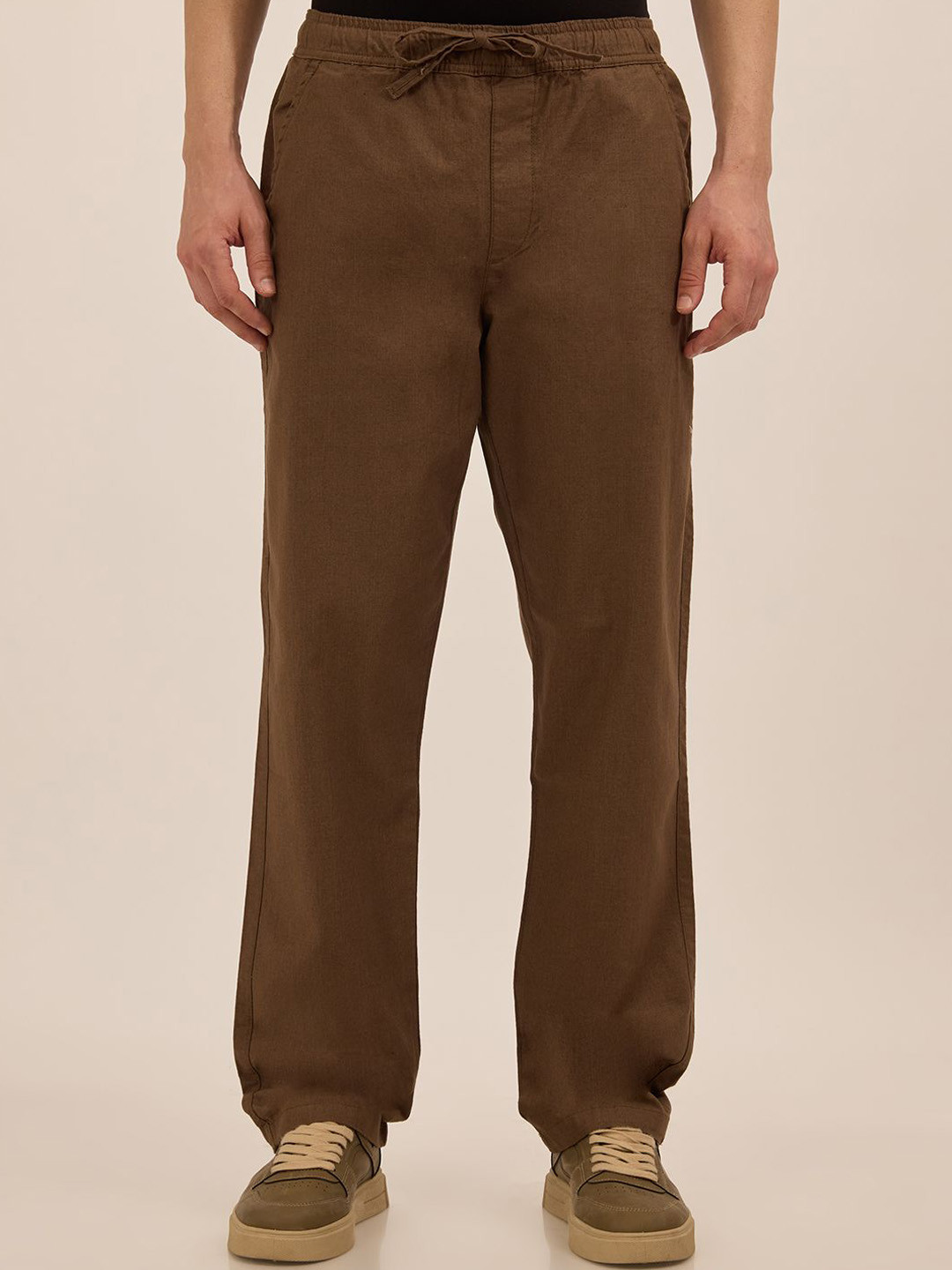 Espanshe Luxeloom Men Brown Relaxed Fit Trouser