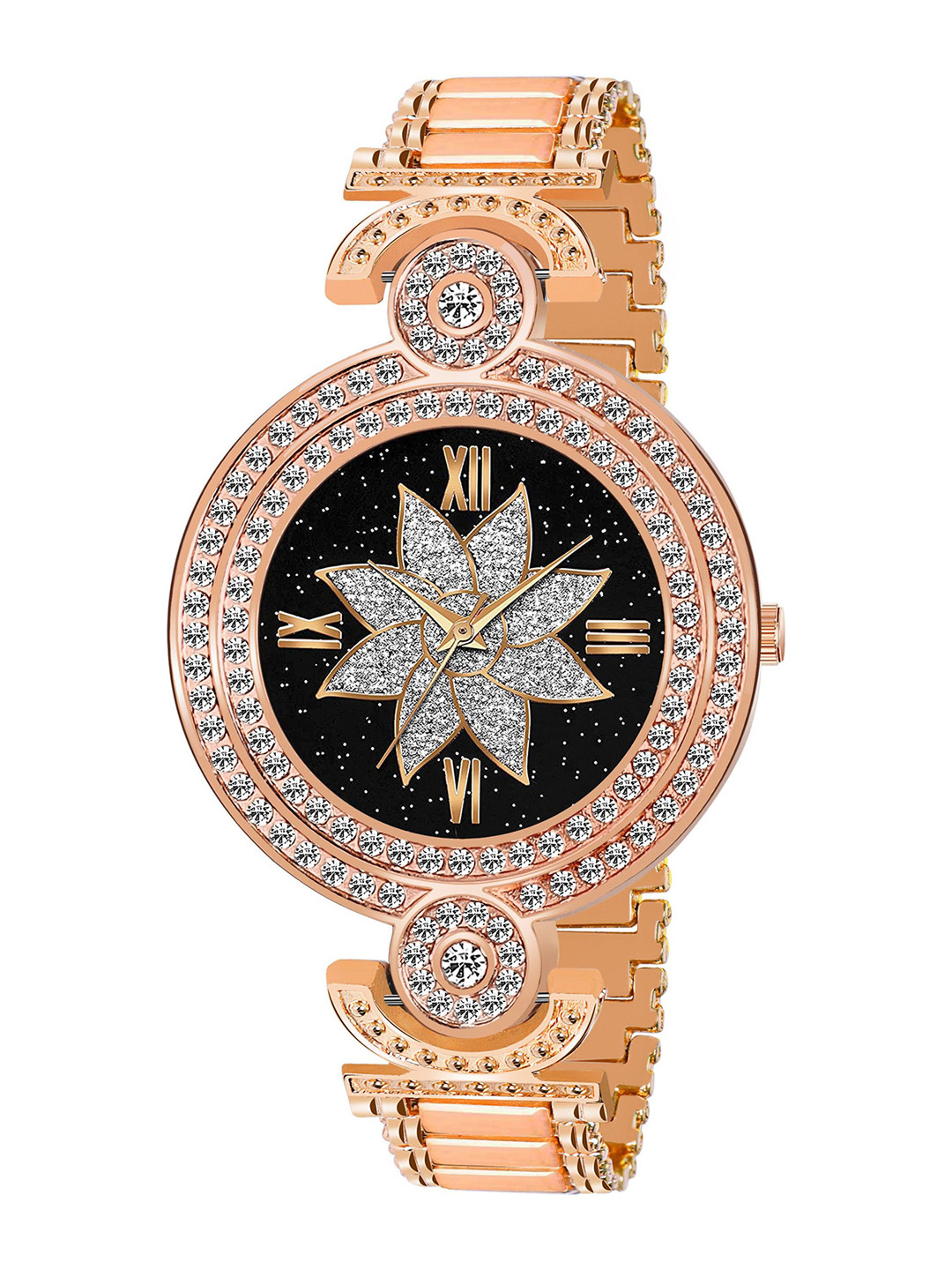 CSAMON Women Embellished Dial & Bracelet Style Straps Analogue Watch GR_101 Flower