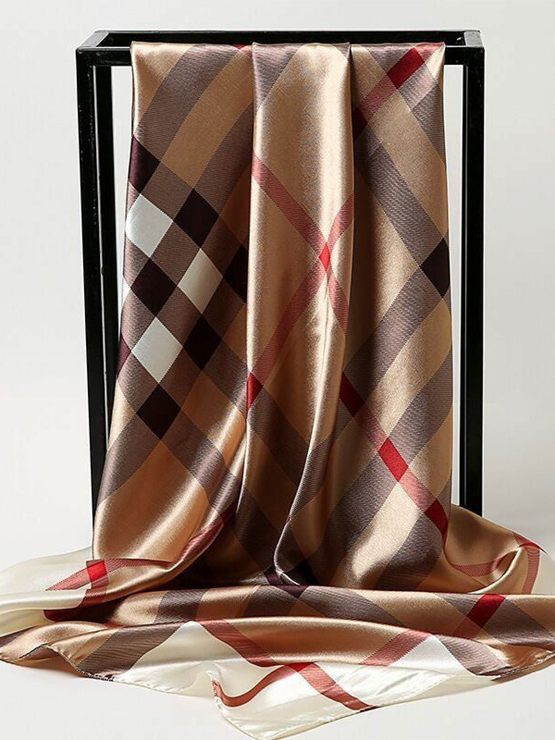QUECY Checked Satin Scarf