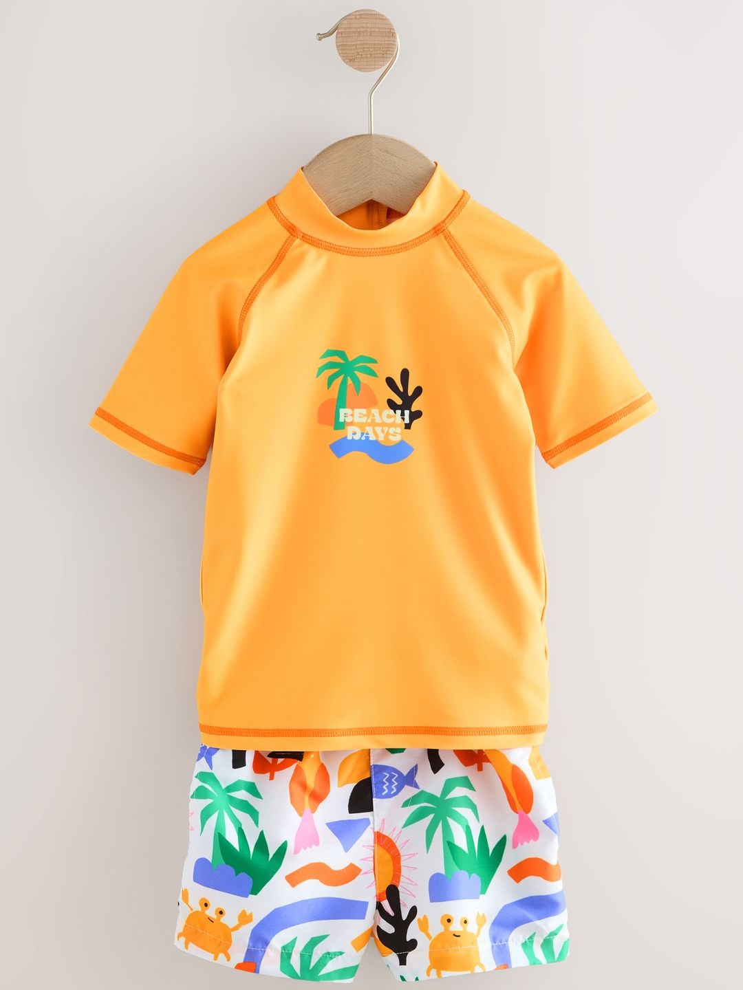 NEXT Boys Printed Swim T-shirt & Shorts Set