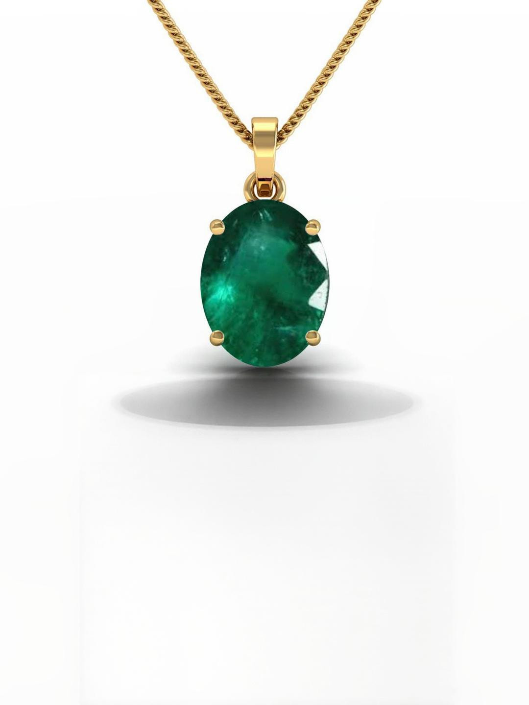 7.25 Ratti Natural Emerald Loose Gemstone Panna Gold Plated Pendant Locket for Men and Women