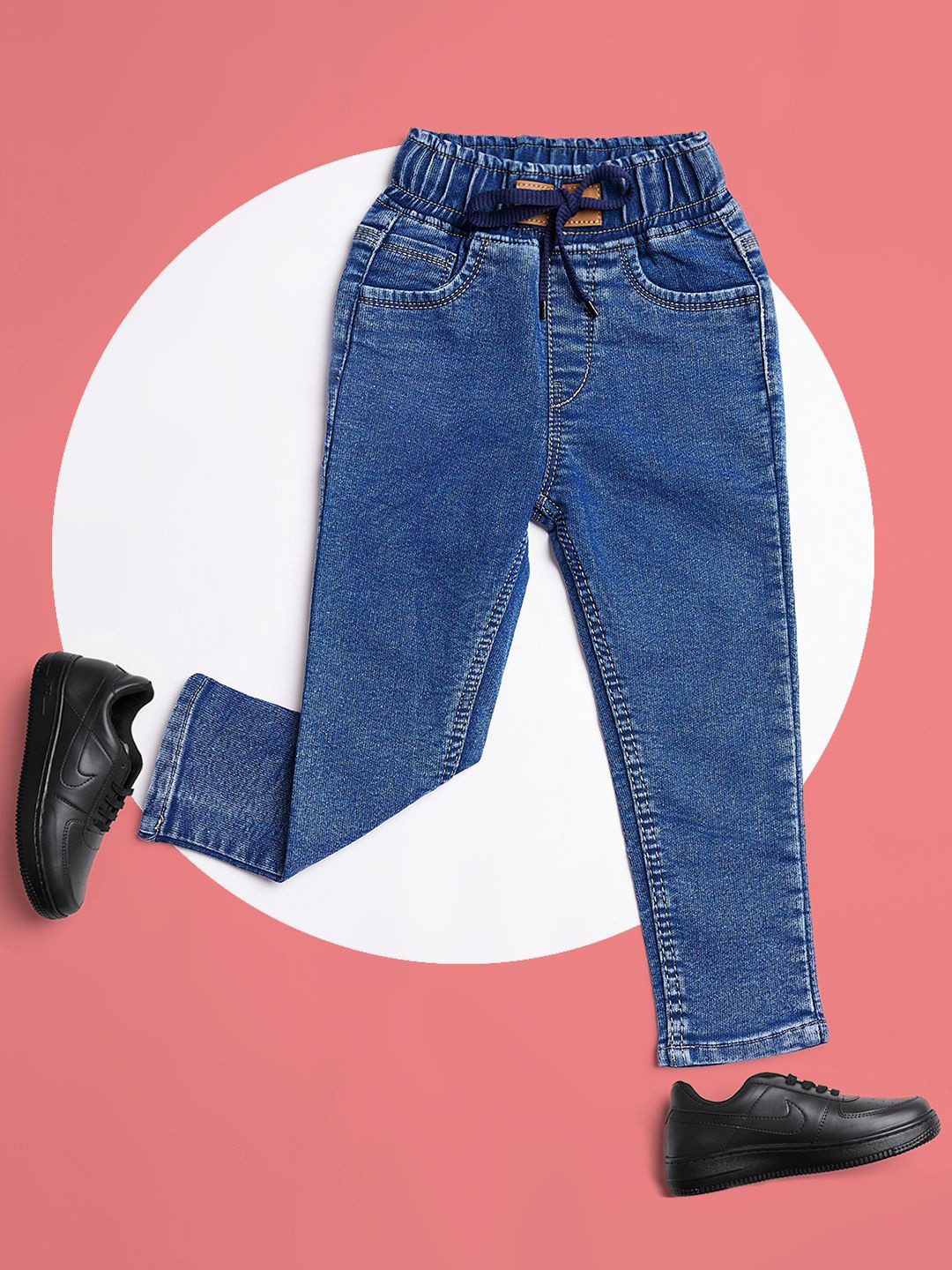 F2M Boys Slim Fit High-Rise Light Fade Stretchable Denim Jeans