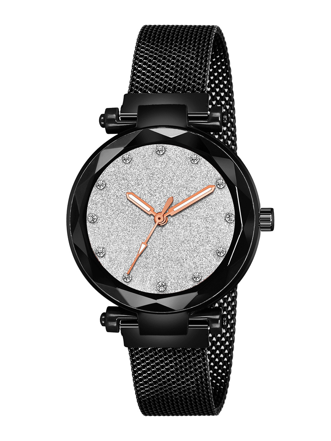 CSAMON Women Embellished Dial & Stainless Steel Watch GR_379_Black Silver