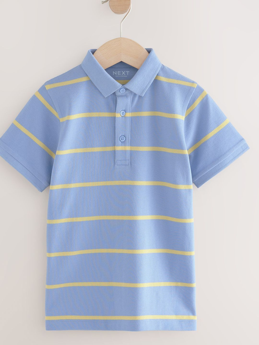 NEXT Boys Striped Polo Collar Pure Cotton T-shirt