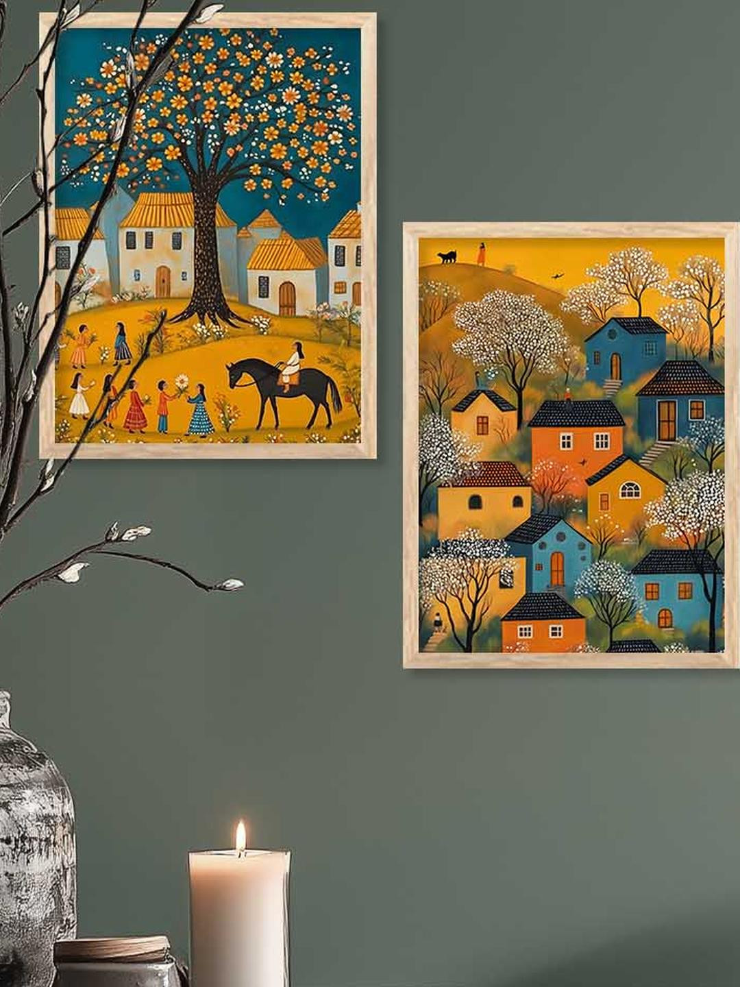 WALLLANE Traditional Wall Art  With Frame Home Decor Wall Painting