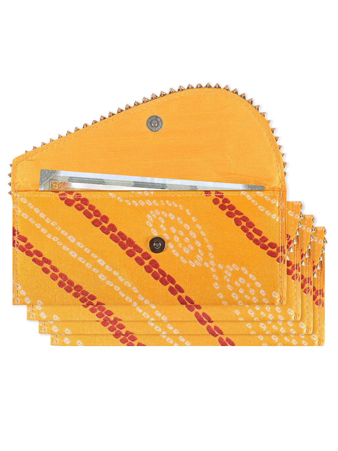Kuber Industries Set Of 4 Bandhani Printed Waterproof Leather Money Envelopes