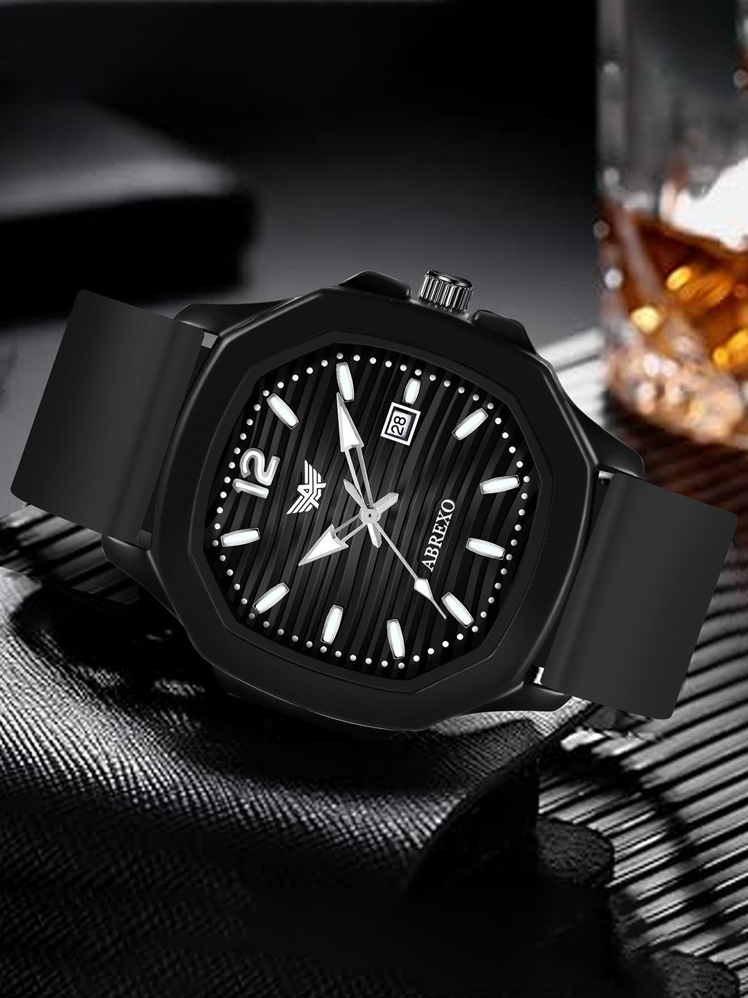 Abrexo Men Dial & Straps Analogue Watches Abx6600-Brown Strap Black Dial Watch