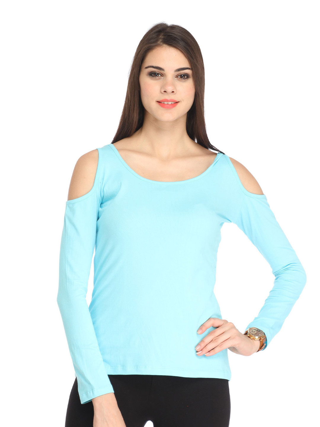 SCORPIUS Women Cold-Shoulder Fitted Cotton Top