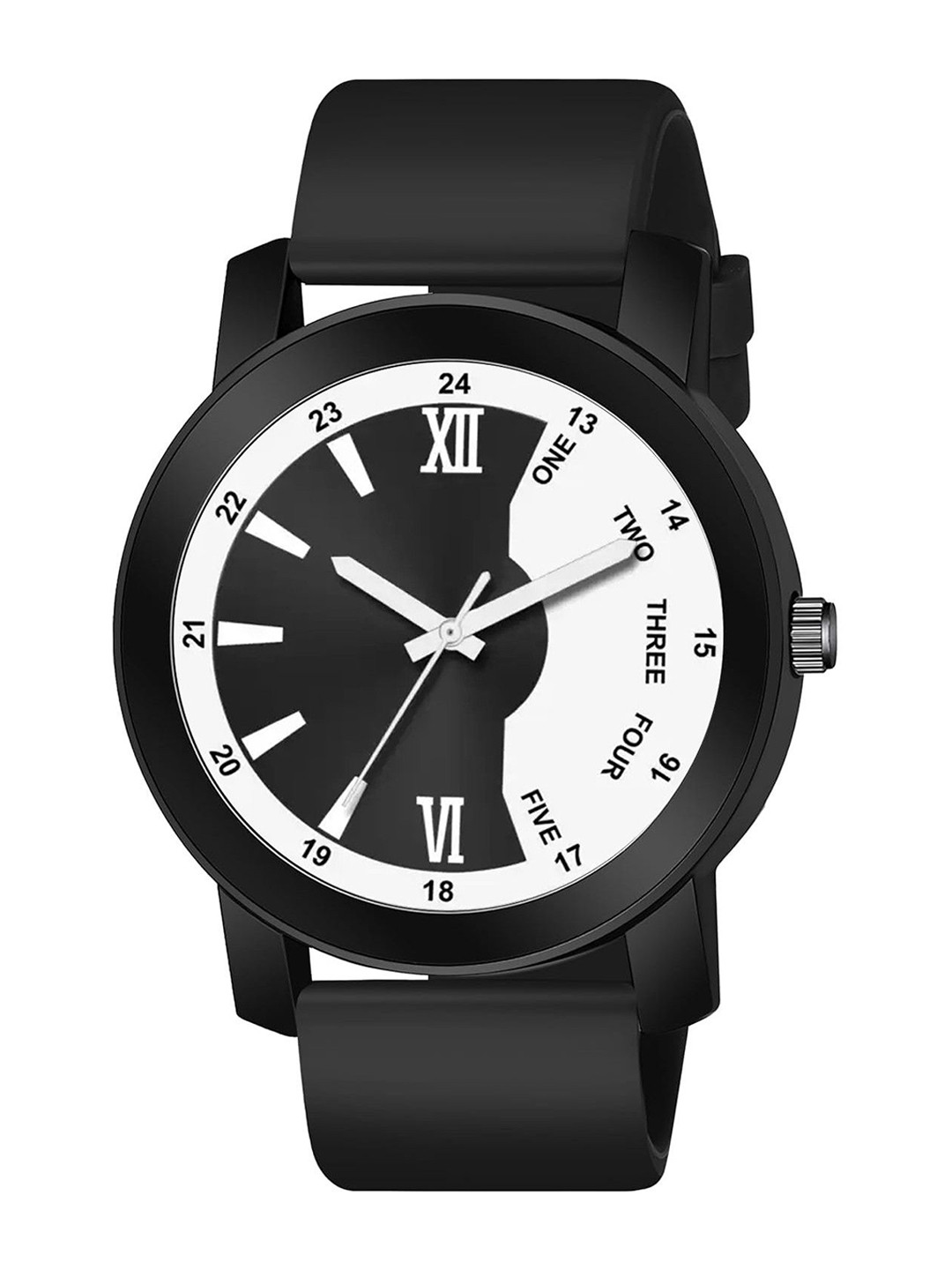 CSAMON Men Round Dial & Straps Analogue Watch Pado C1002BLK D 804 BLK