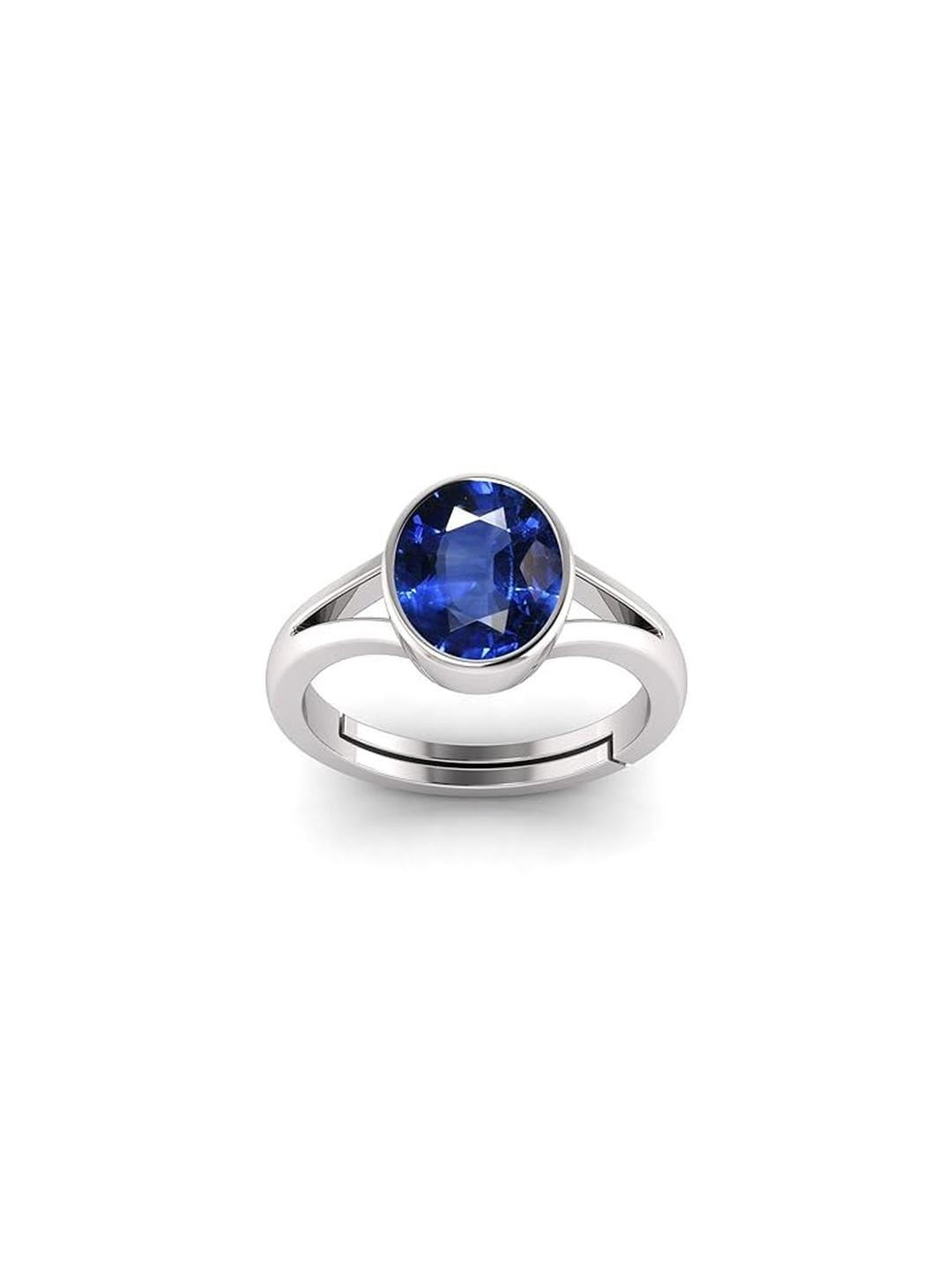 5.25 Ratti Neelam Blue Sapphire Adjustable Silver Ring With Lab Certificate