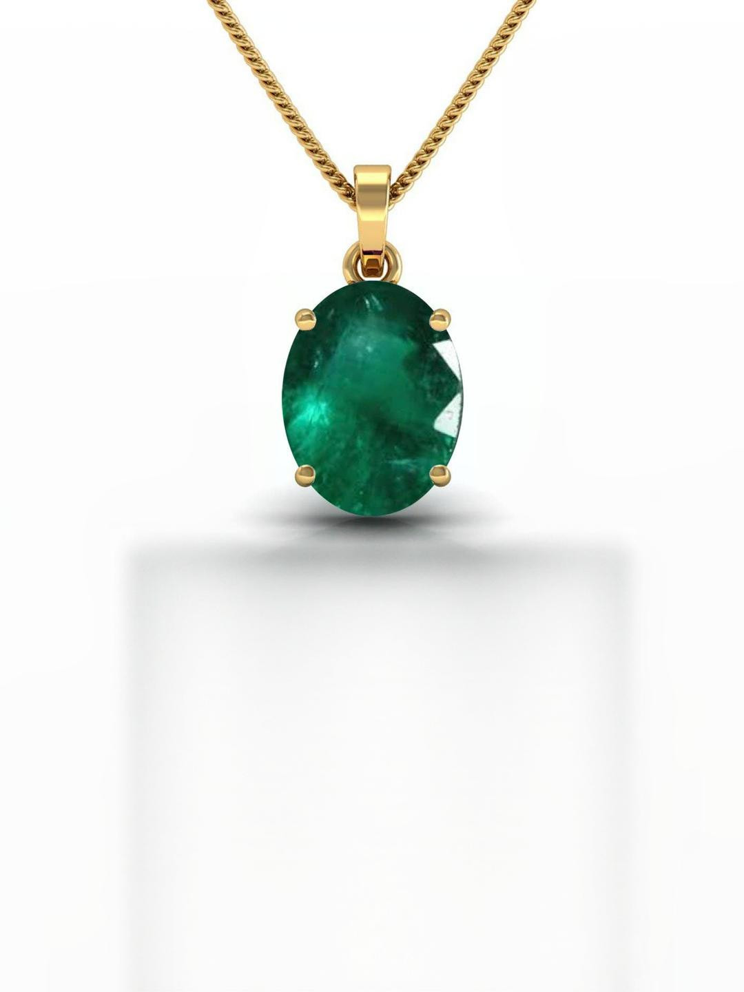 5.25 Ratti Natural Emerald Loose Gemstone Panna Gold Plated Pendant Locket for Men and Women