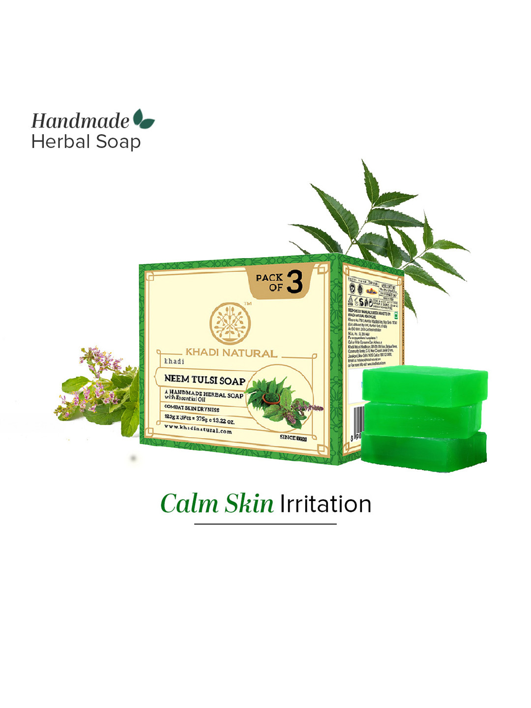 Khadi Natural Set of 3 Handmade Neem-Tulsi Soap