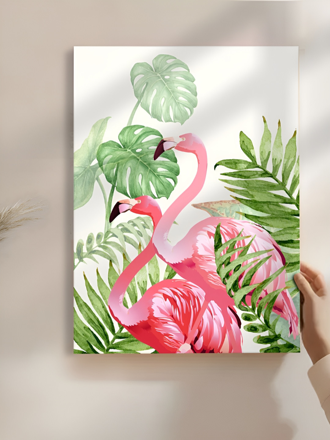 Myntra Elegant Homes Green & Pink Flamingo Wall Art