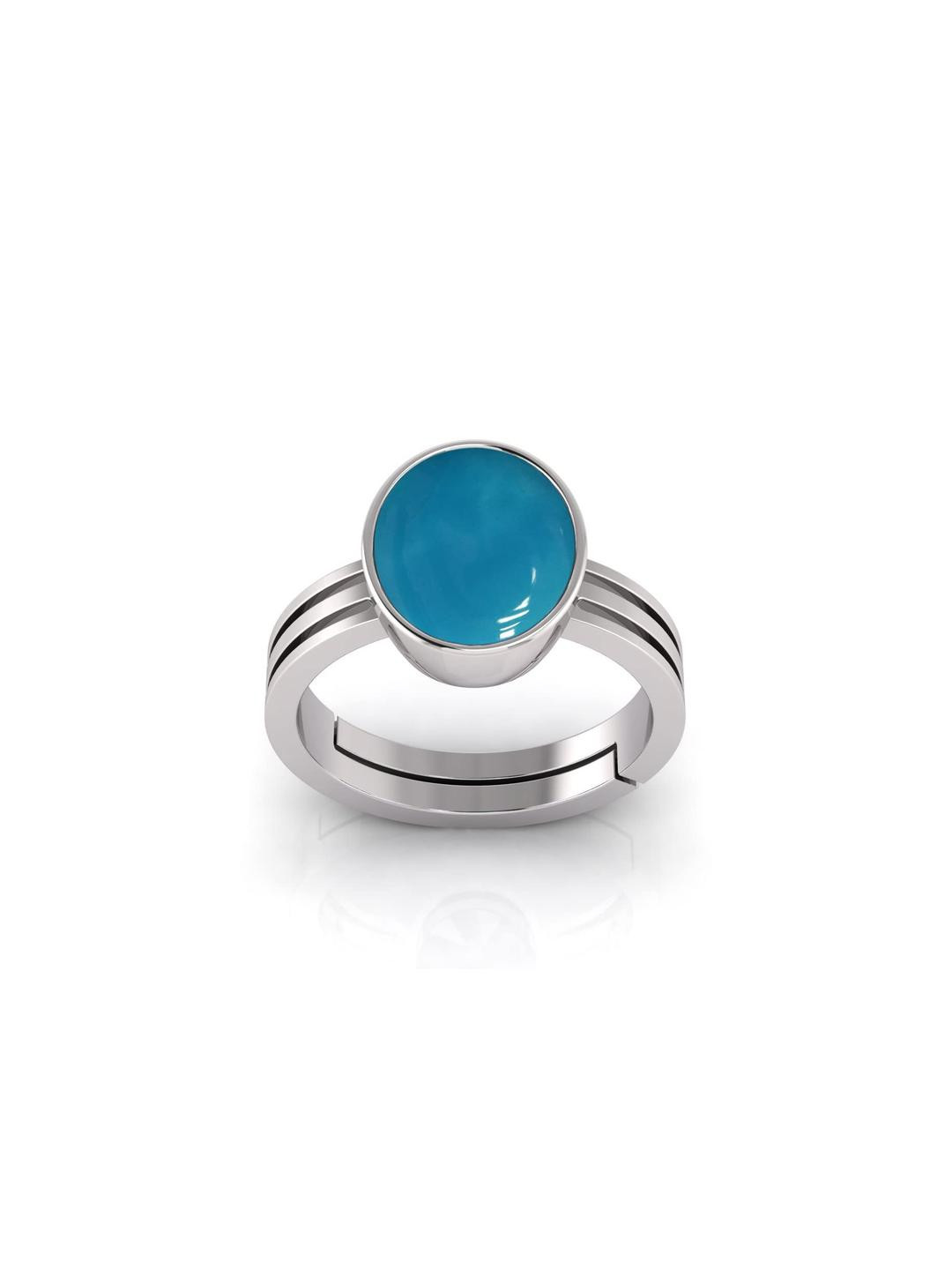 Natural 7.25 Ratti Firoja Turquoise Gemstone Ring With Lab Certificate