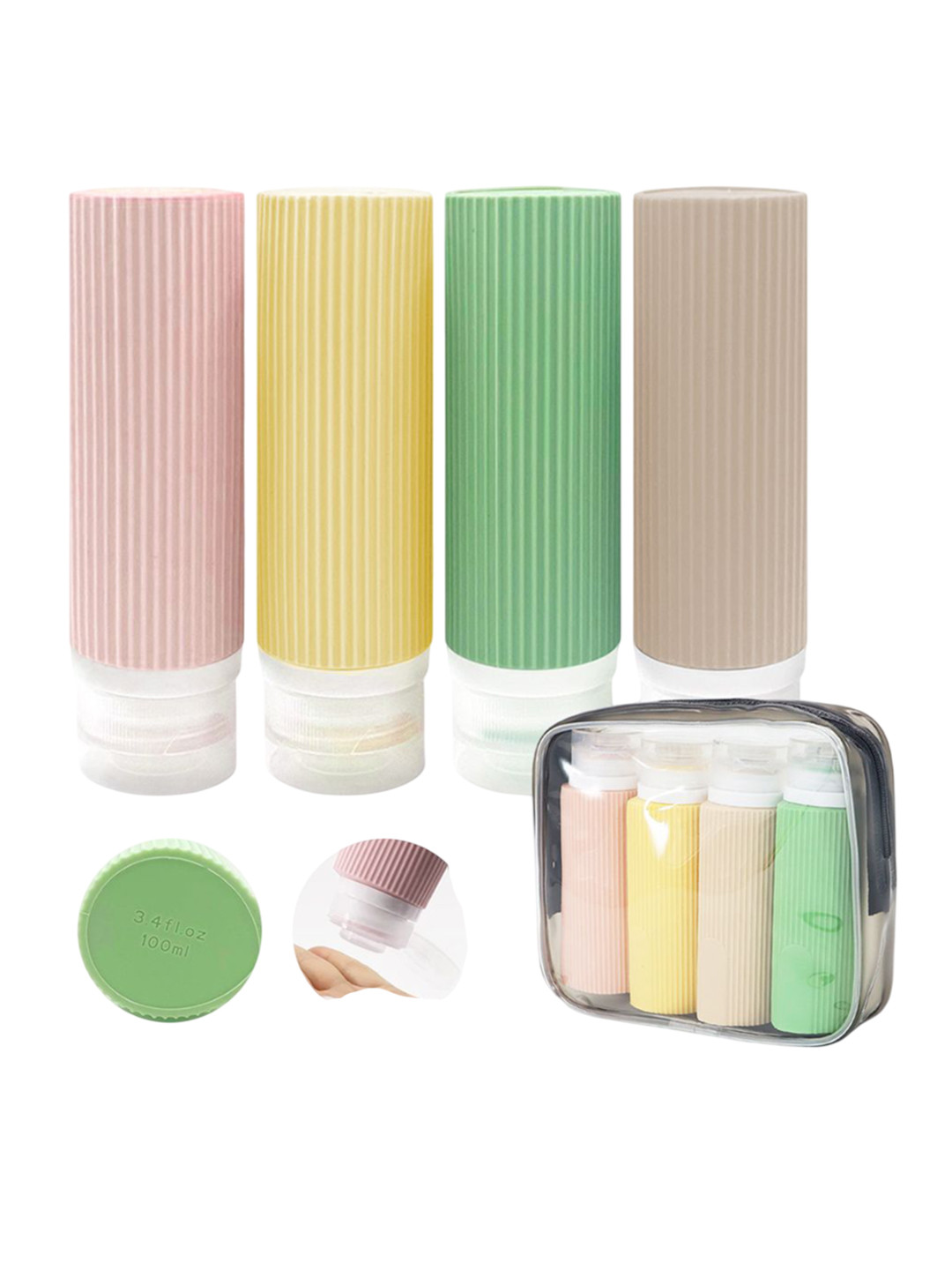 Gustave 4 Pieces Compact Leakproof Silicone Travel Bottles Travel Accessory