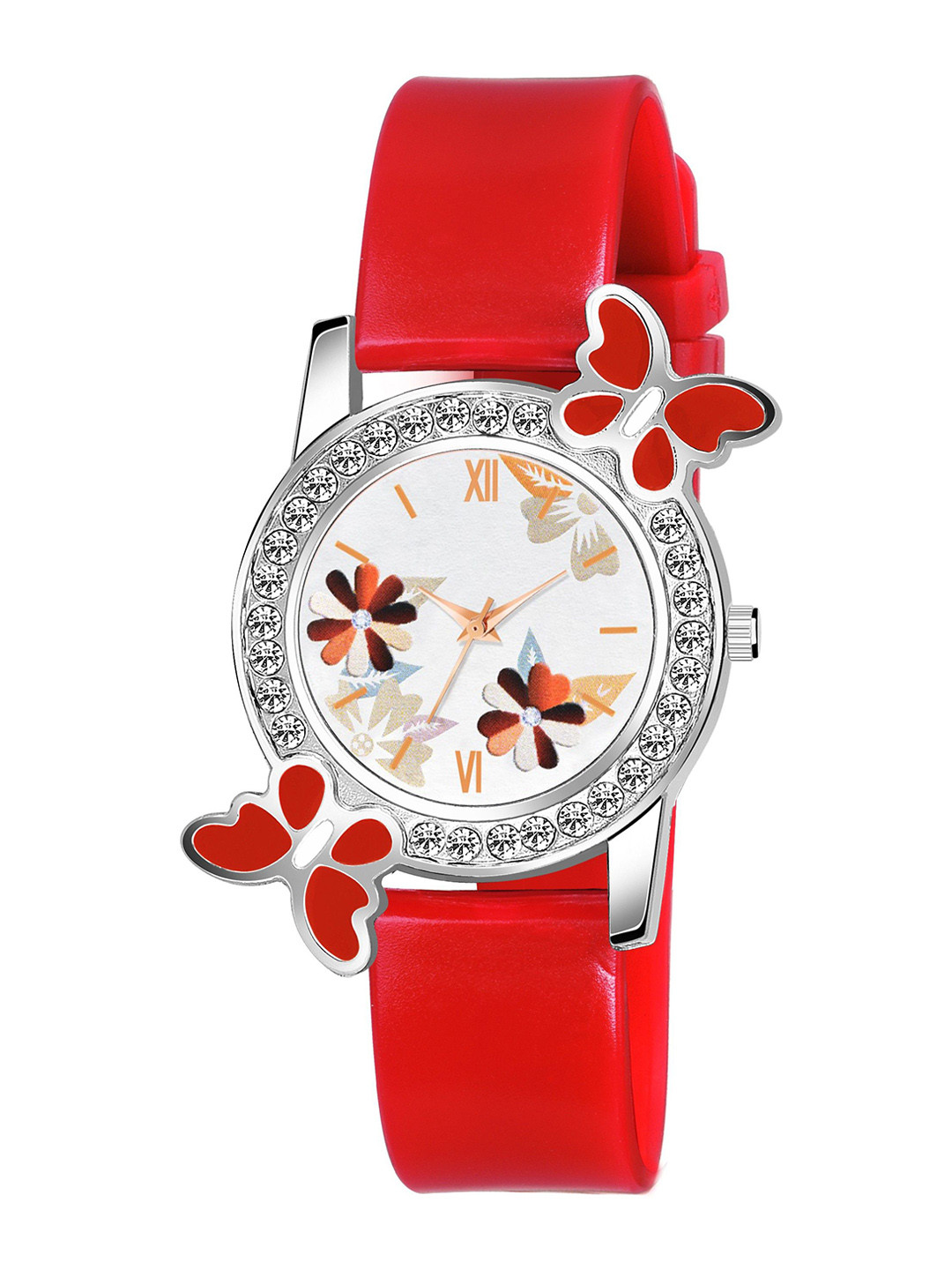 CSAMON Women Printed Bracelet Style Straps Analogue Watch 328 RED Fosil