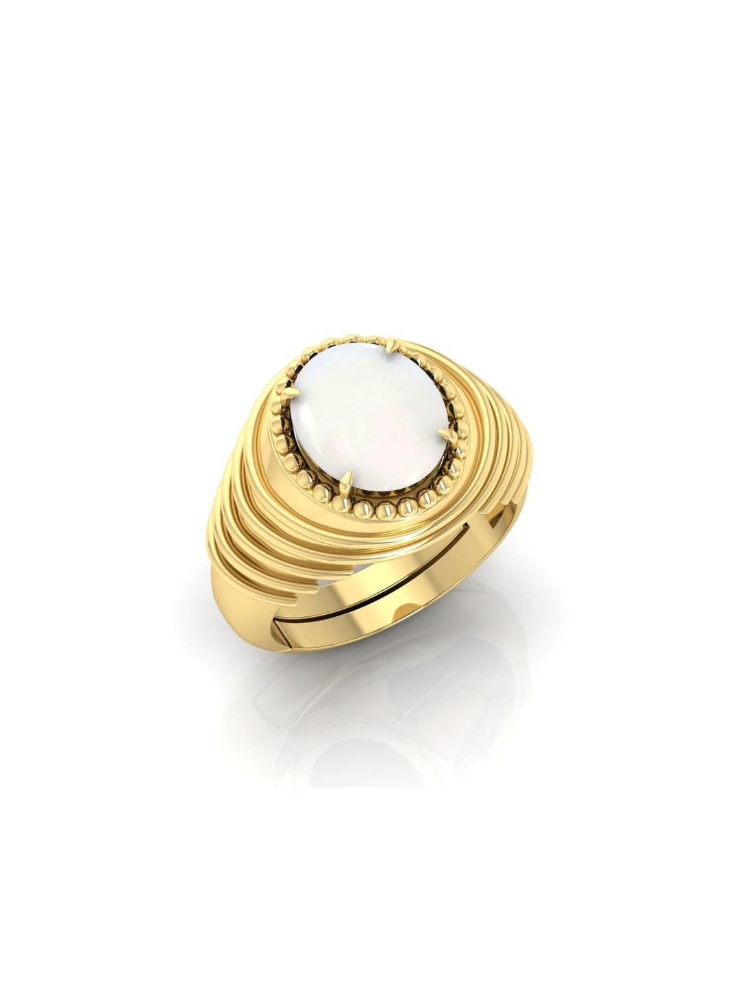 10.25 Ratti Moonstone Stone Certified Gemstone Gold Plated | Adjustable Ring With Lab Certificate