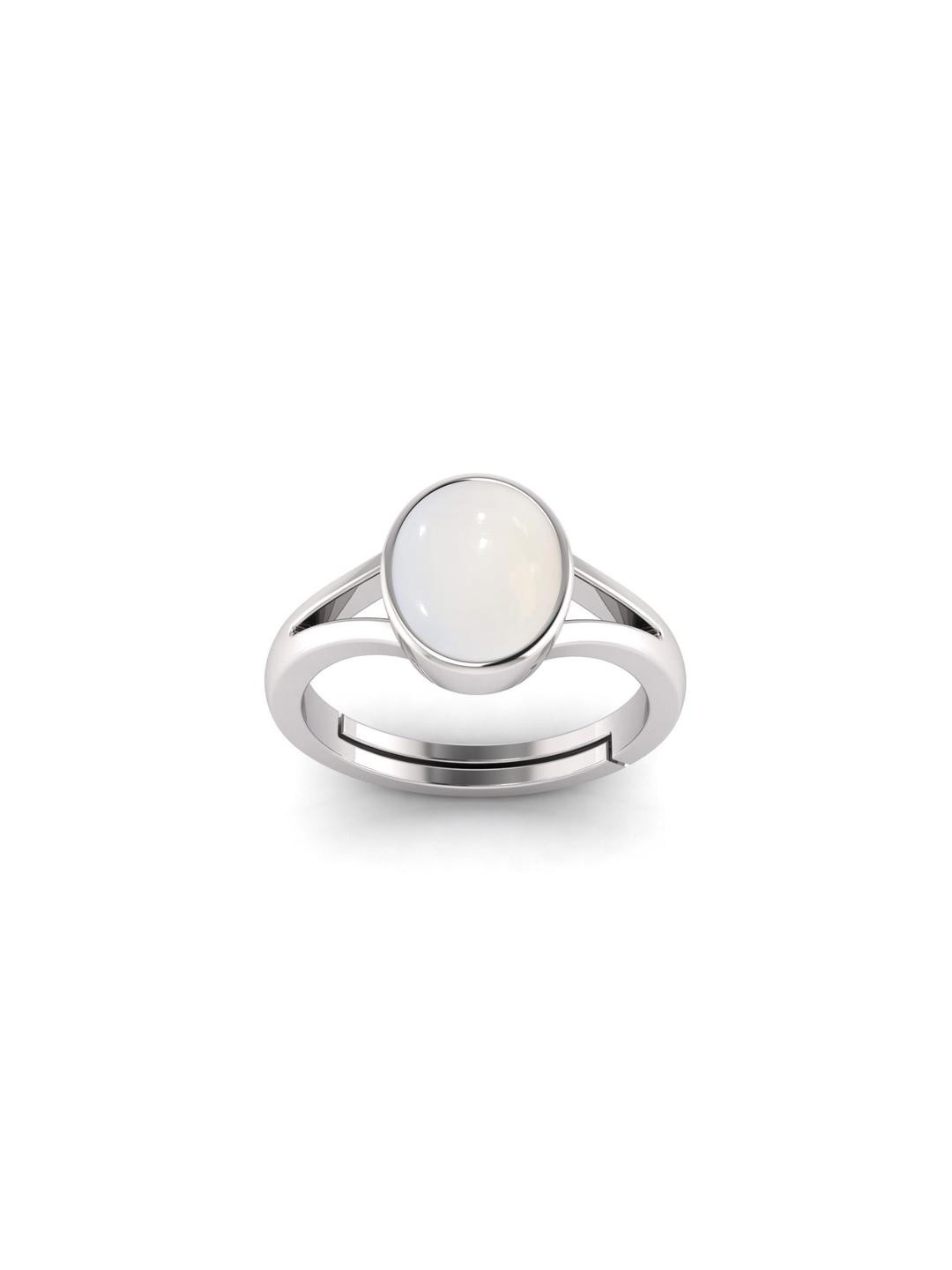 11.25 Ratti 10.60 Carat Silver Plated Adjustable Opal Gemstone Natural Birthstone Stone Ring