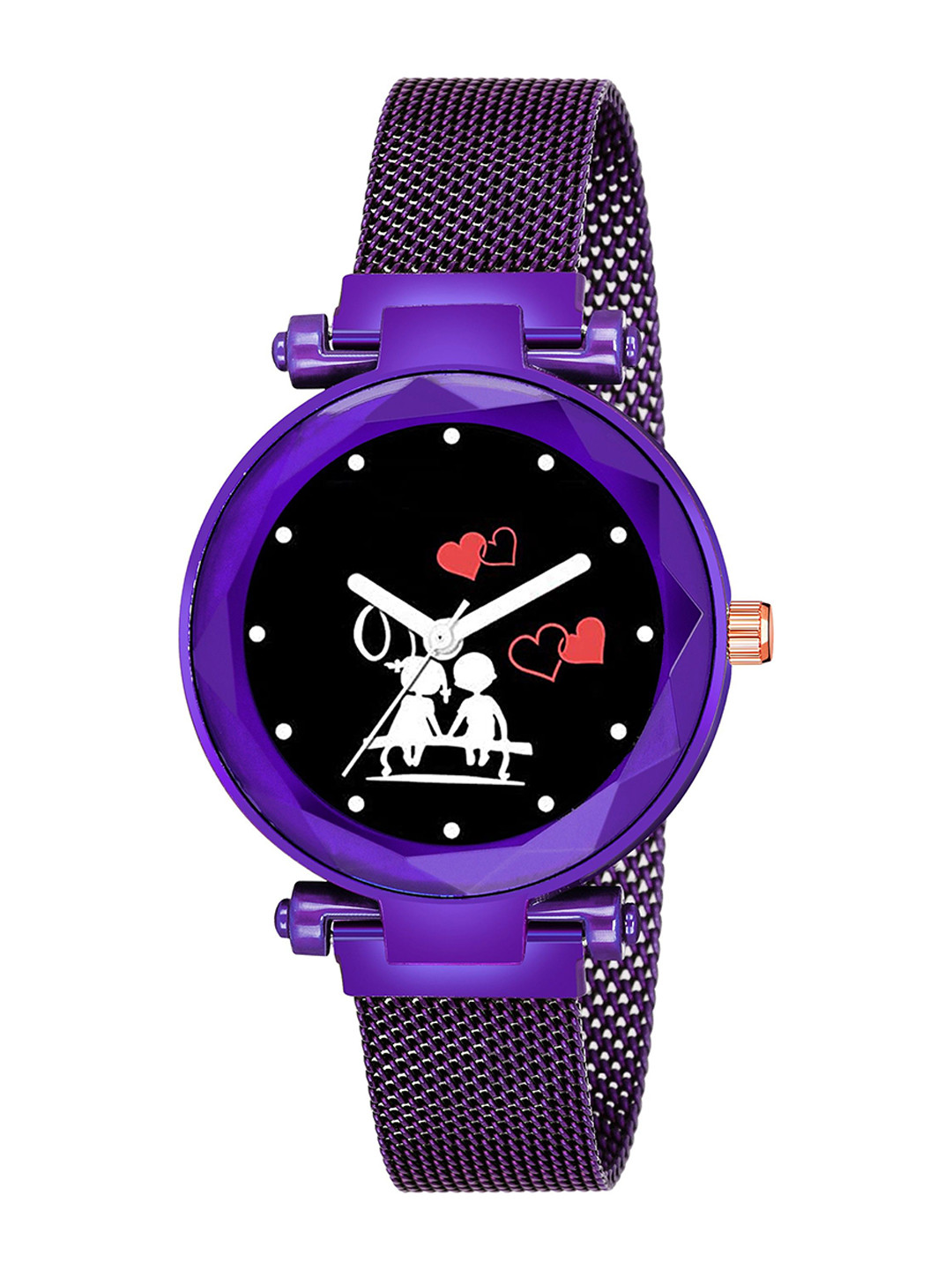 CSAMON Women Printed Dial & Bracelet Style Straps Analogue Watch GR379PUR Couple Heart M
