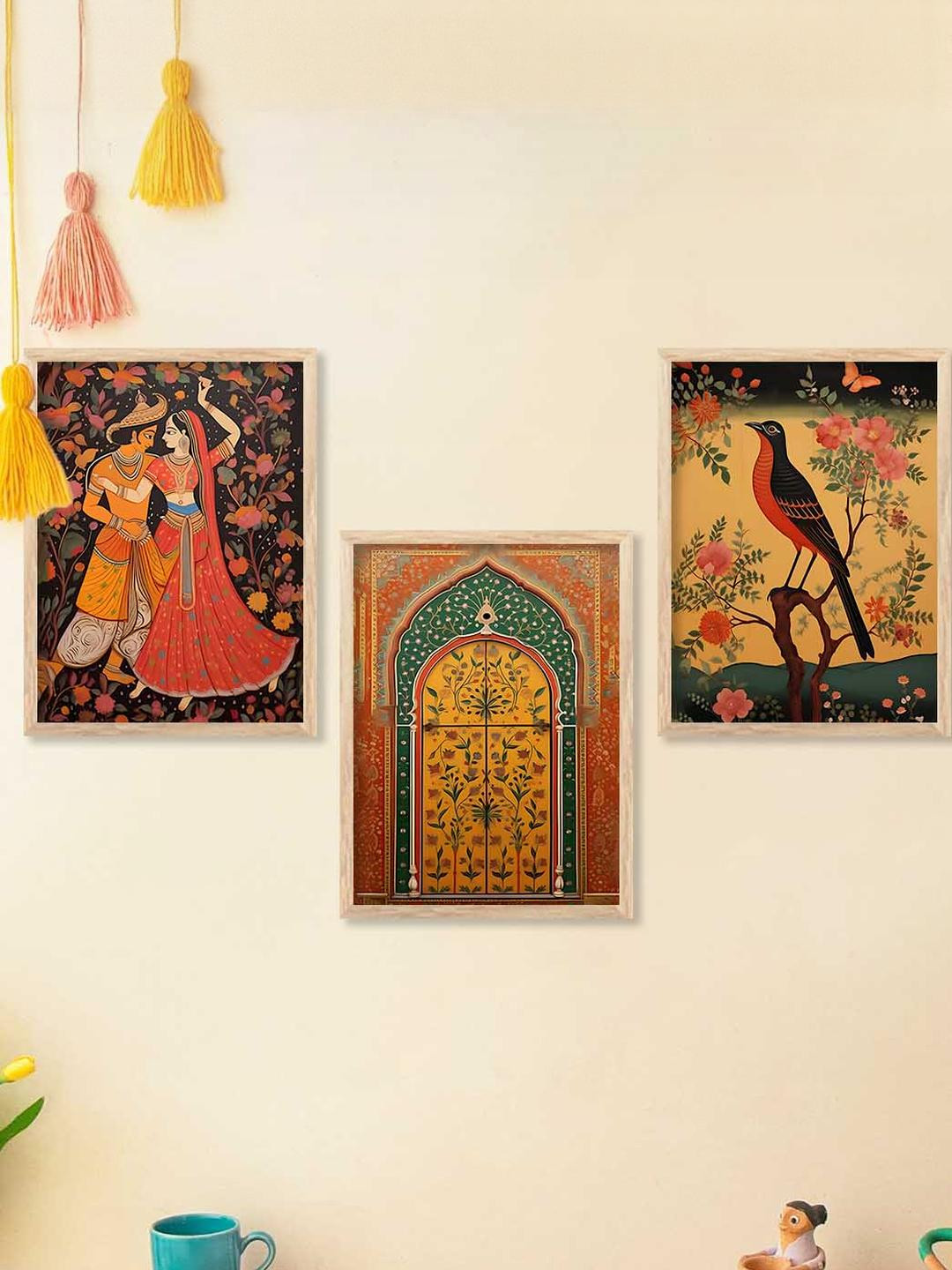 WALLLANE 3 Piece Framed Religious Theme Home Decor Wall Art