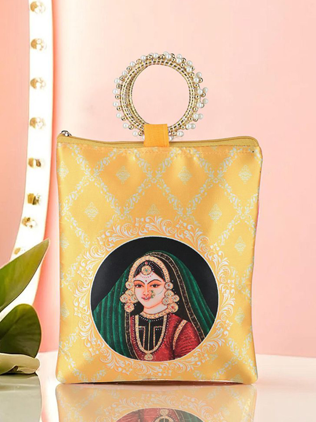 Kuber Industries 6 Pcs Silk Hand Bags for Women with Zip & Handle