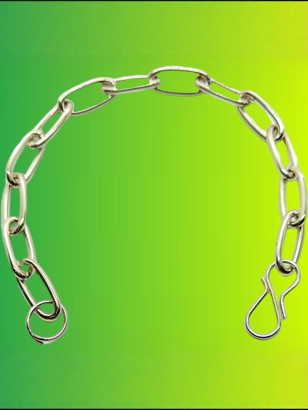 Dynamic Retail Global Men Silver-Plated Stainless Steel Link S-Hook Ethnic Bracelet