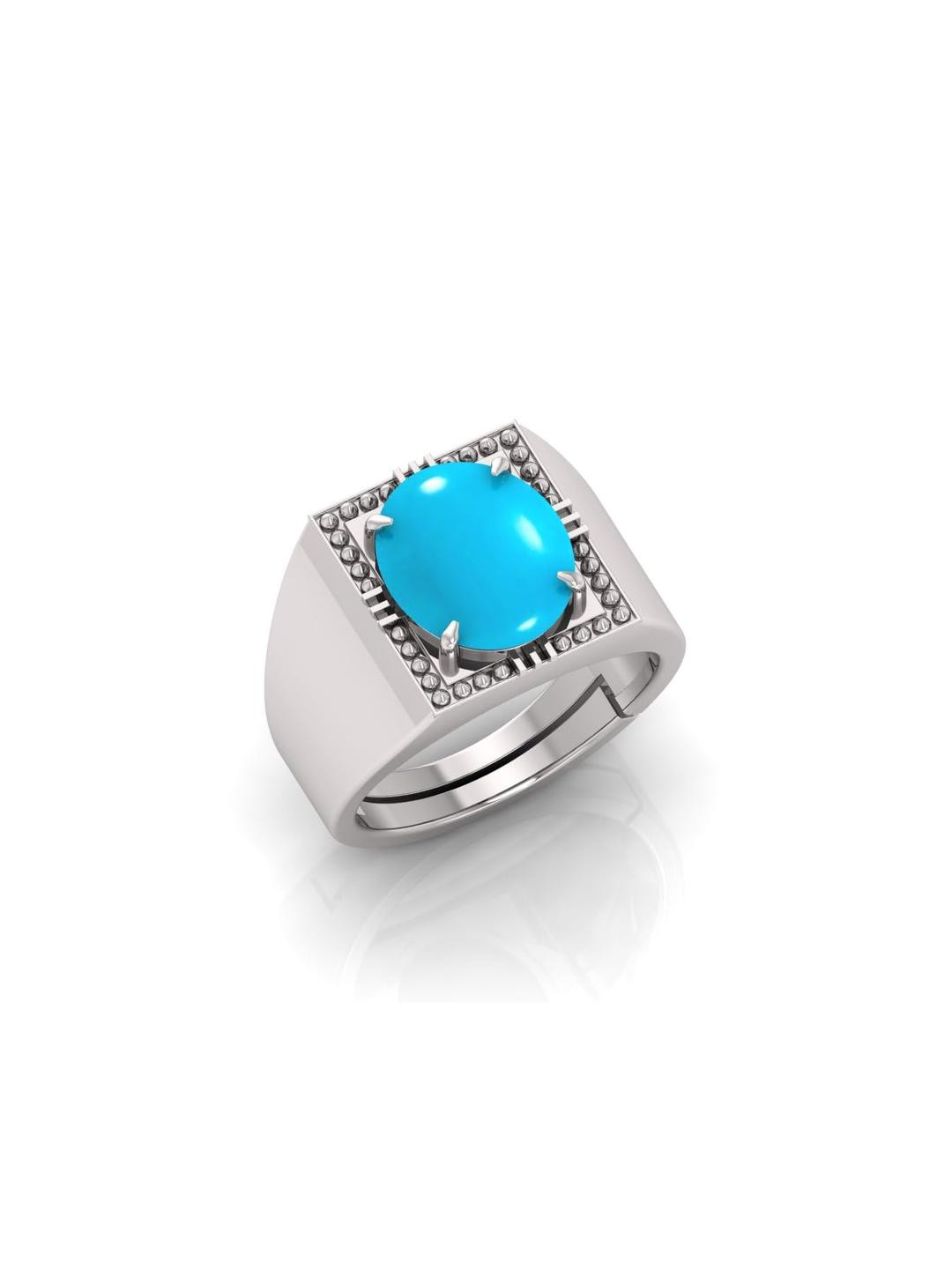 Todani Jems Silver Plated Turquoise Gemstone Adjustable Ring