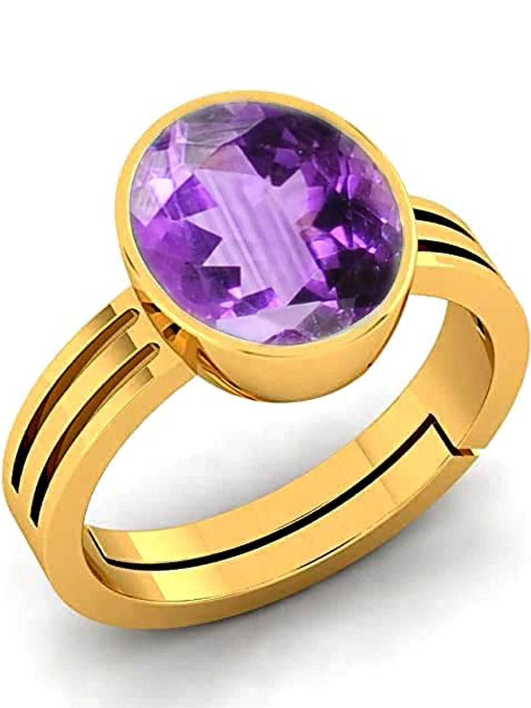 7.25 Ratti Amethyst Ring Katela Ring Natural Amethyst Stone Ring Astrological Birthstone Gold Plated