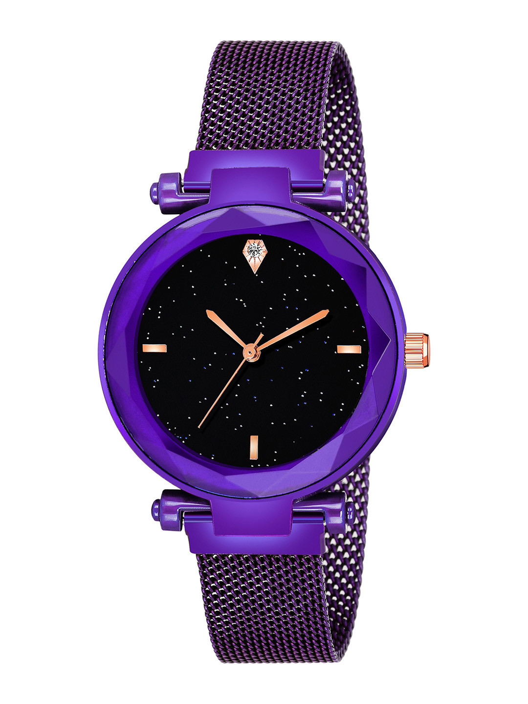 CSAMON Women Round Dial & Stainless Steel Straps Watch GR_379_Purple_4_Figar