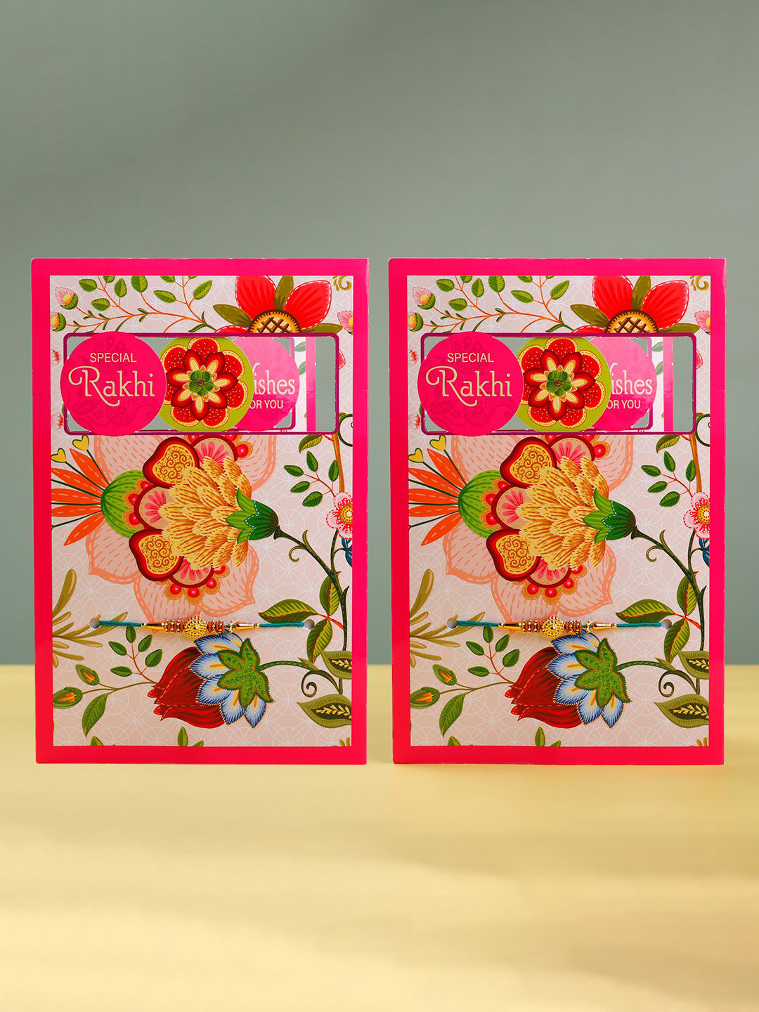 Archies Set Of 2 Beautiful Rakhi & Greeting Card With Roli Chawal