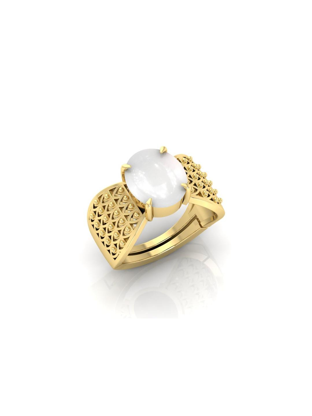10.25 Ratti Moonstone Stone Certified Gemstone Gold Plated | Adjustable Ring With Lab Certificate