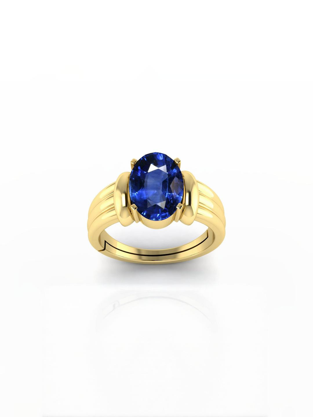 12.25 Ratti Neelam Stone Original Certified Blue Sapphire Gold Plated | Adjustable Ring/Anguthi