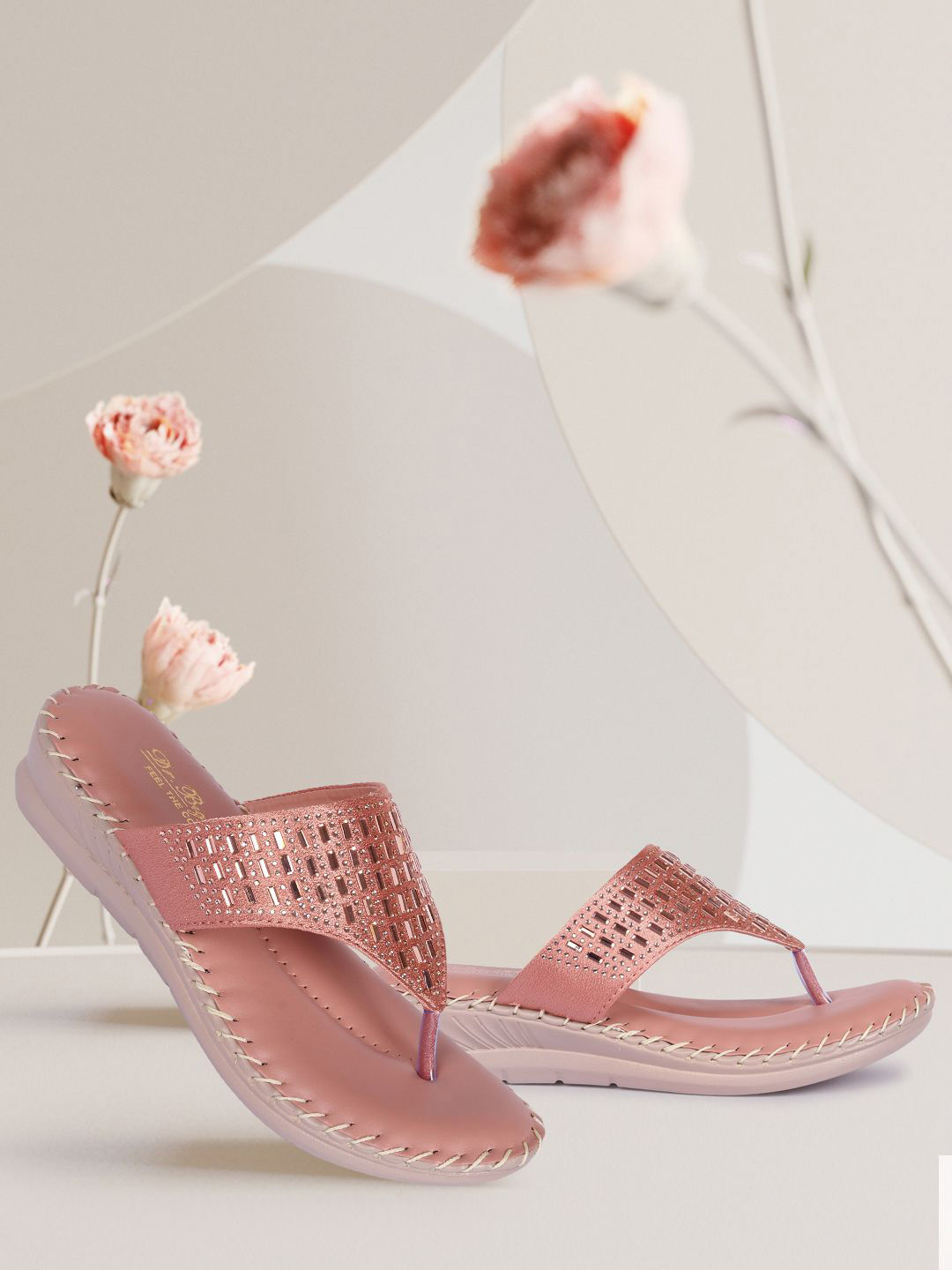 BIG BIRD FOOTWEAR Women Embellished PU T-Strap Flats