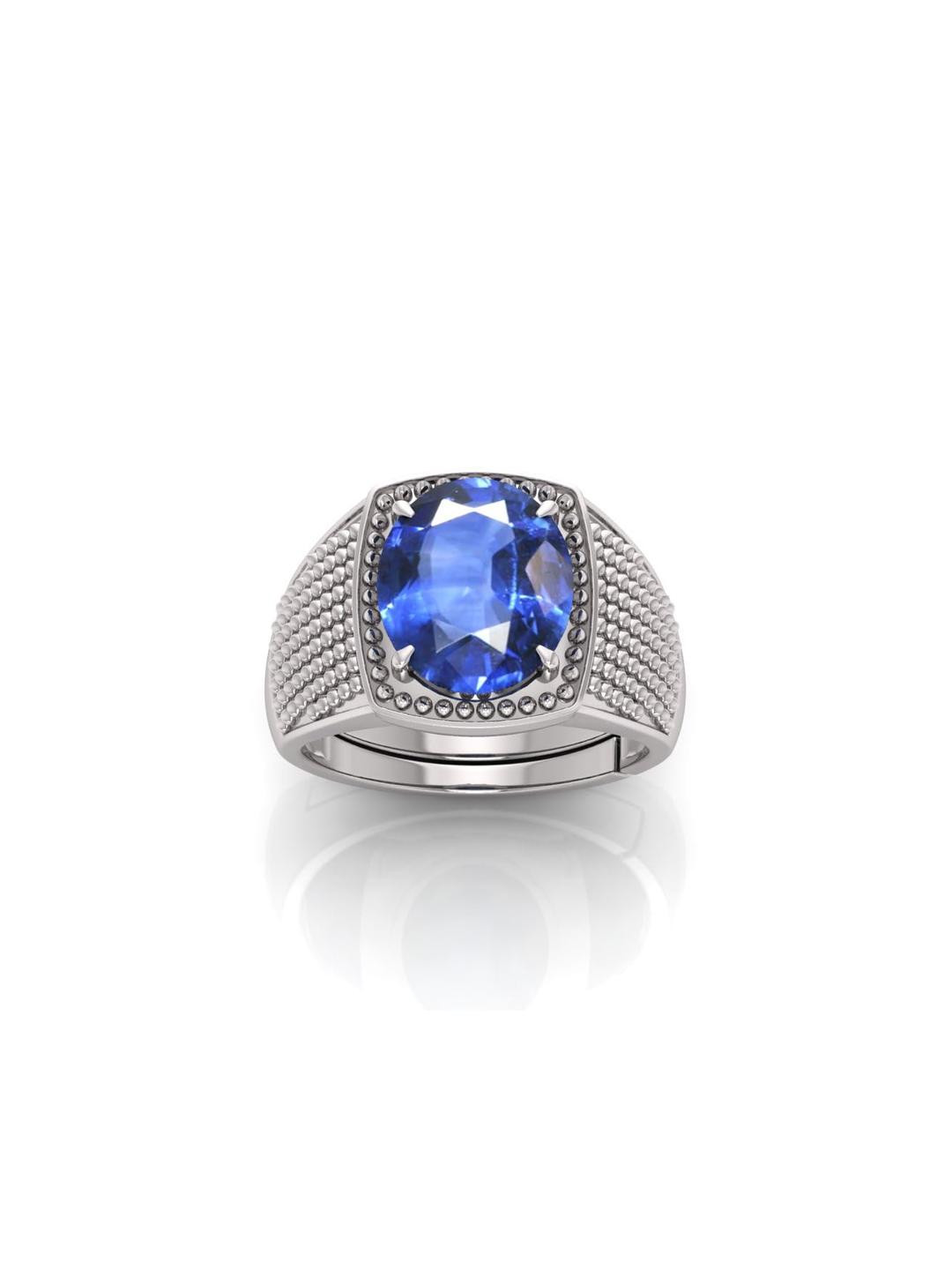 14.25 Ratti Natural Lab Certified Neelam Blue Sapphire Gemstone Ring With Lab Certificate