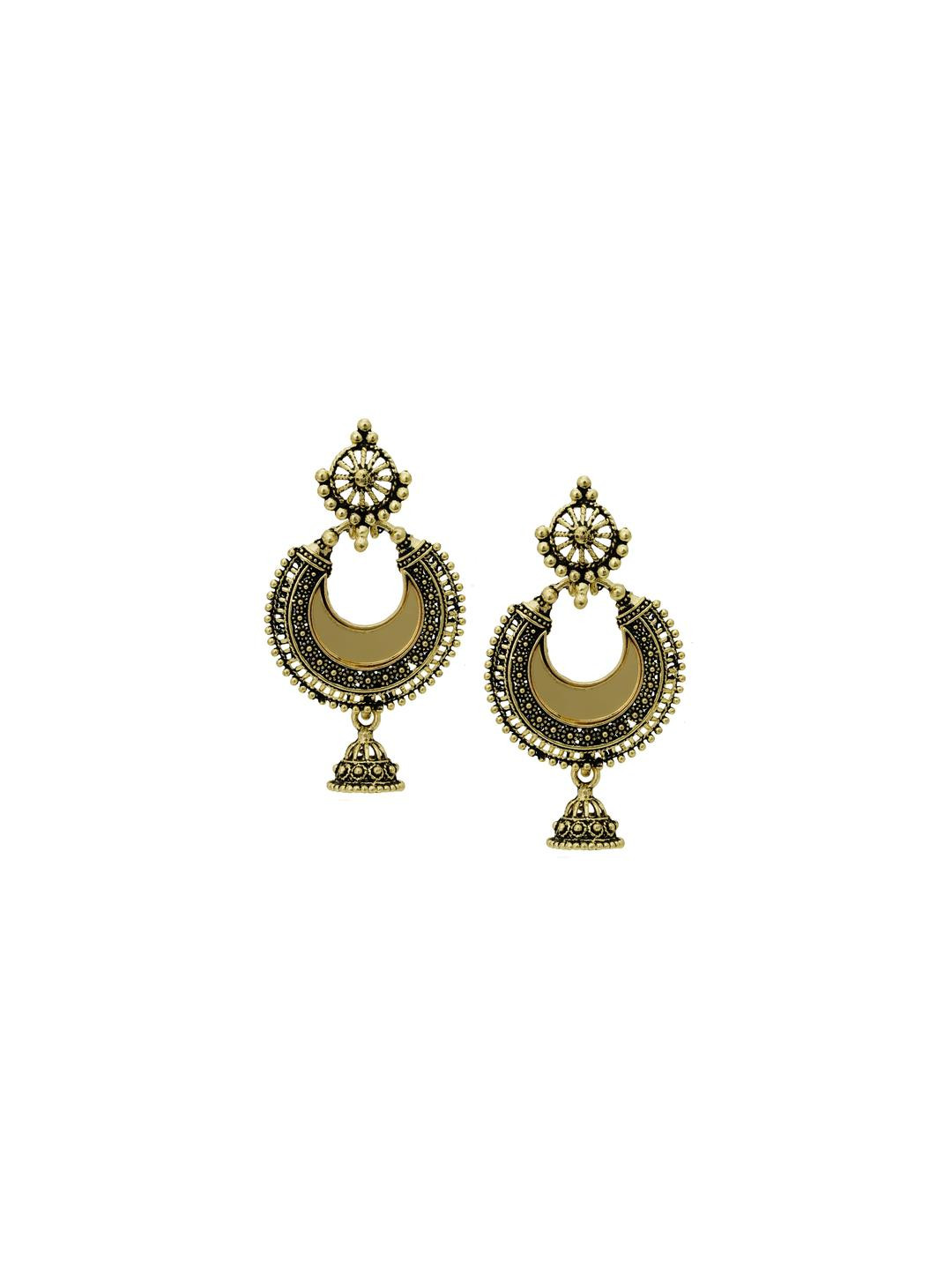 Gold-Plated Traditional Chandbali Long Ethnic Antique Earrings For Women and Girls