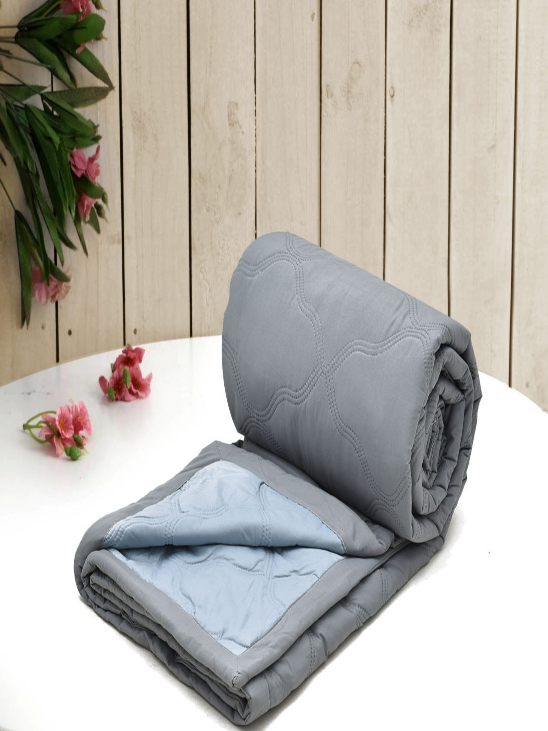 Myntra Elegant Homes Grey Quilted Microfiber AC Room 150 GSM Double Bed Dohar