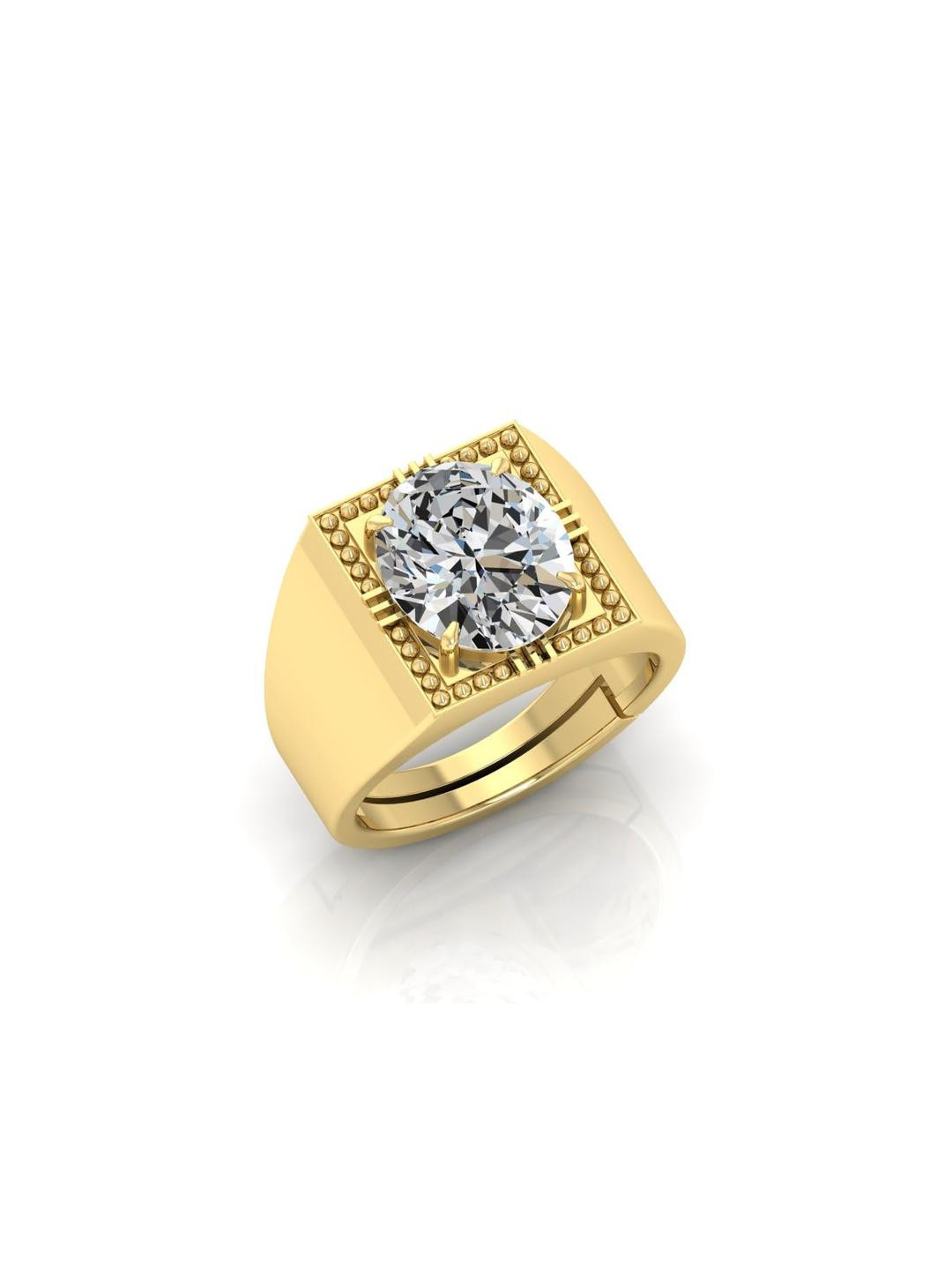 5.25 Ratti Zircon Stone Certified Gemstone Gold Plated | Adjustable Ring With Lab Certificate