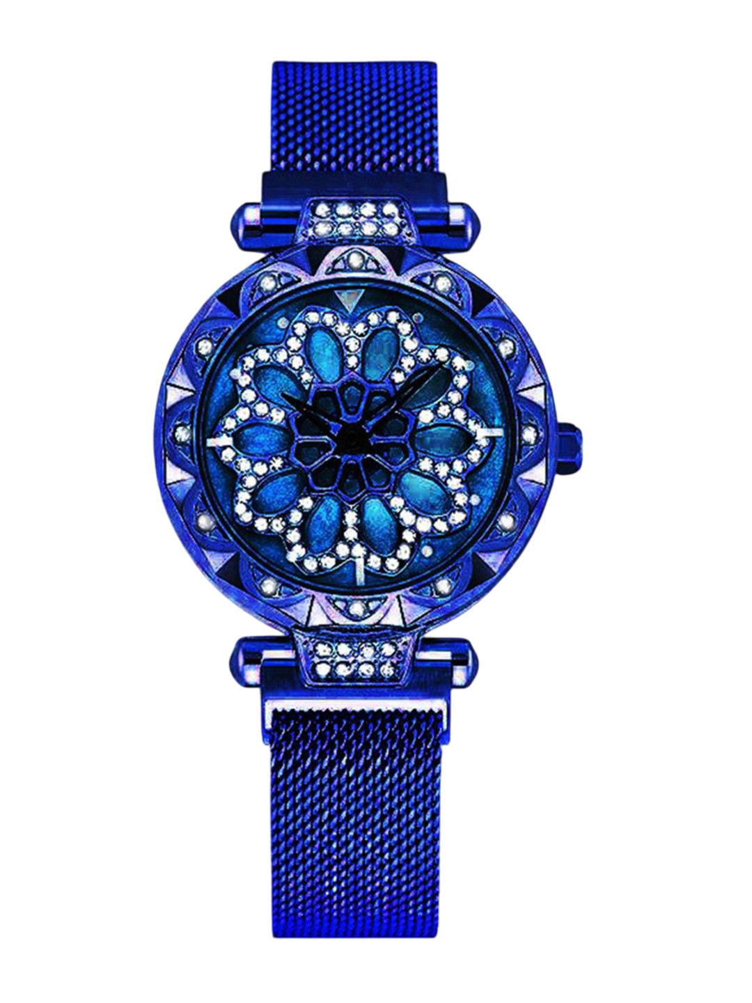 CSAMON Women Embellished Dial & Textured Straps Analogue Watch GR_387_Blue