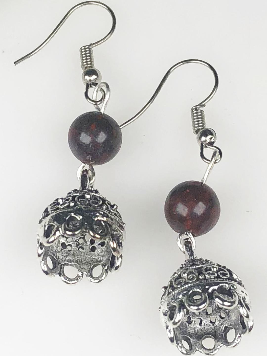 Hamdmade Gemstone Brown Jasper Earrings For