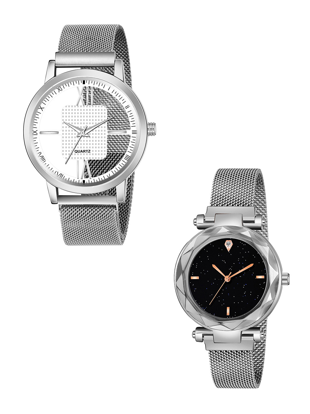 CSAMON Unisex Dial & Stainless Steel Bracelet Style Straps Analogue Watch GR_1005_maganet_379_Silver_4