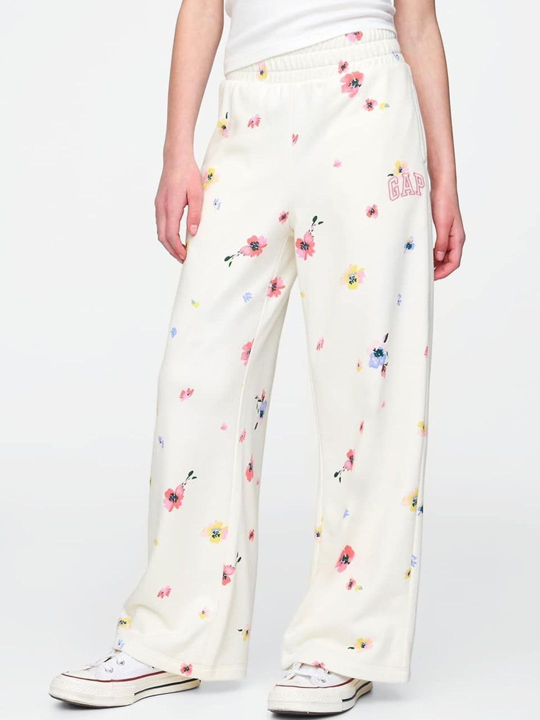 GAP Girls Floral Printed Straight Fit Wide-Leg Pants