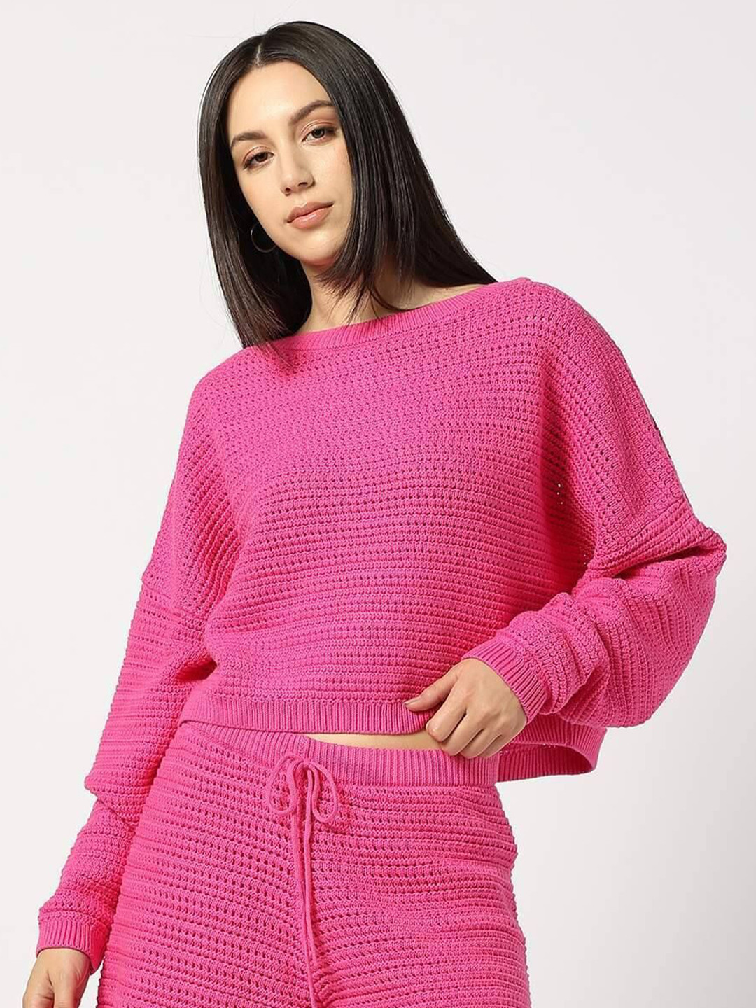 GAP Women Self Design Round Neck Pure Cotton Crochet Top