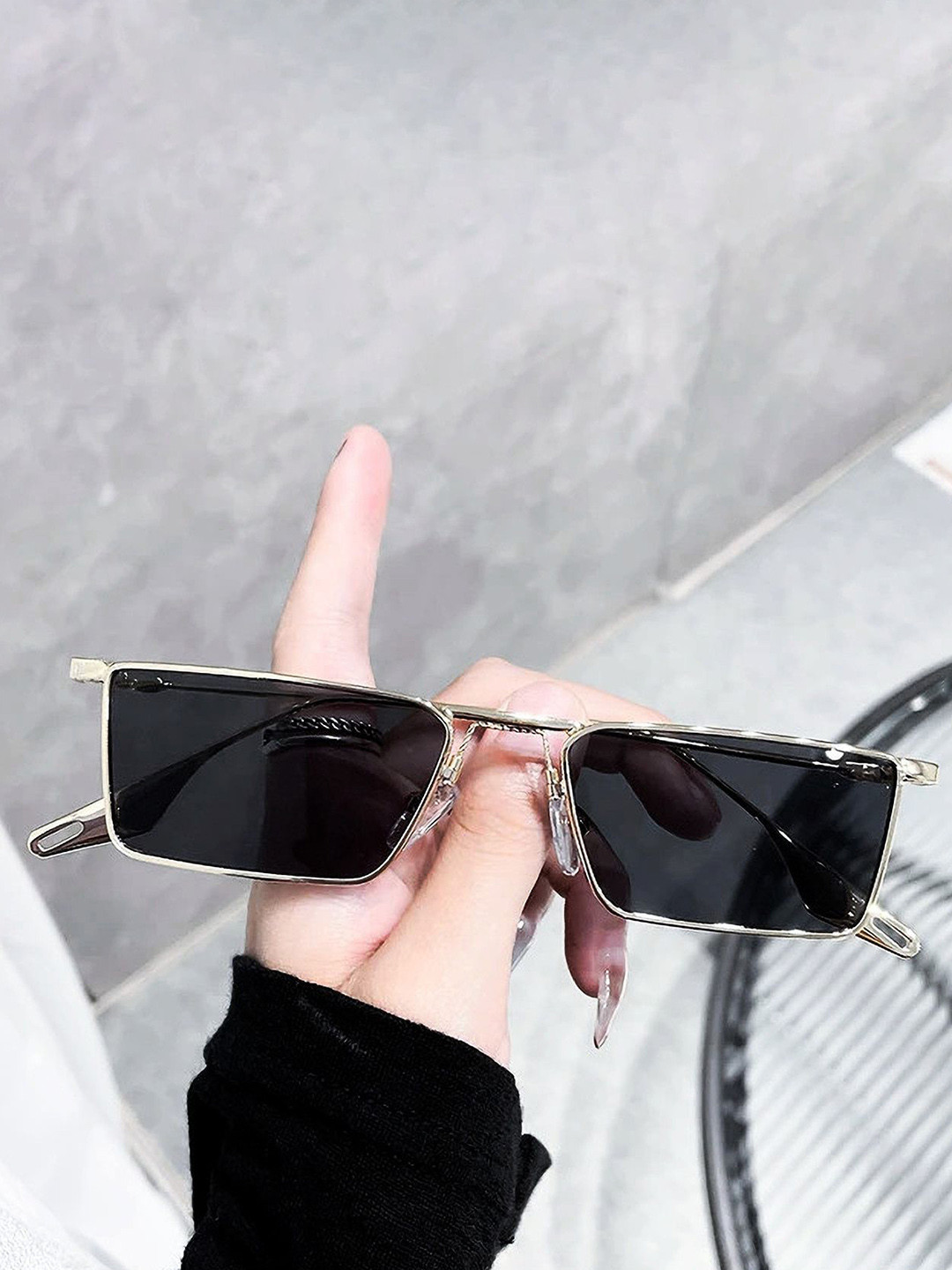 Eyedens Unisex UV Protected Square Sunglasses Singco_india_Silver-Blk_01