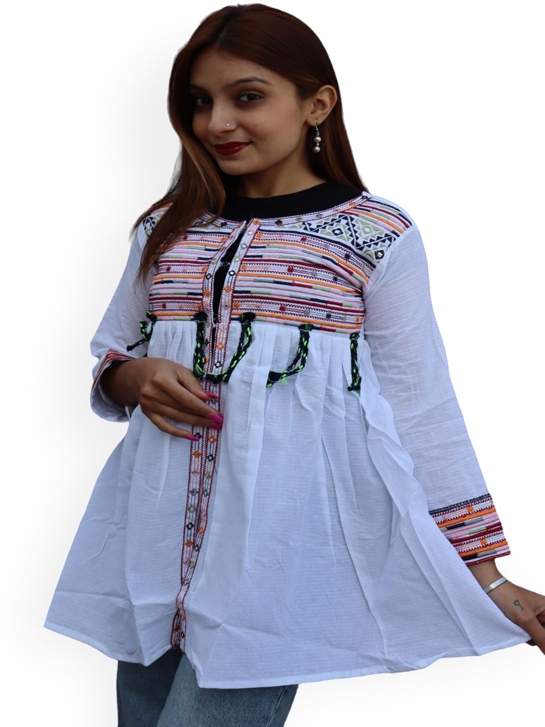 Prijam Embroiderd Thread Work Ethnic Shrug