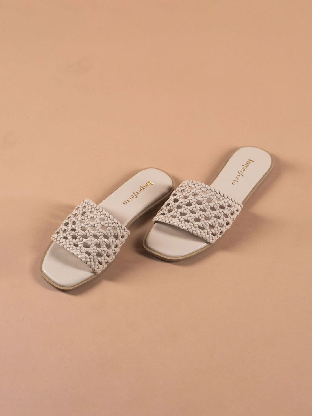 IMPERFECTO Women Solid Slip-On Regular Open Toe Flats